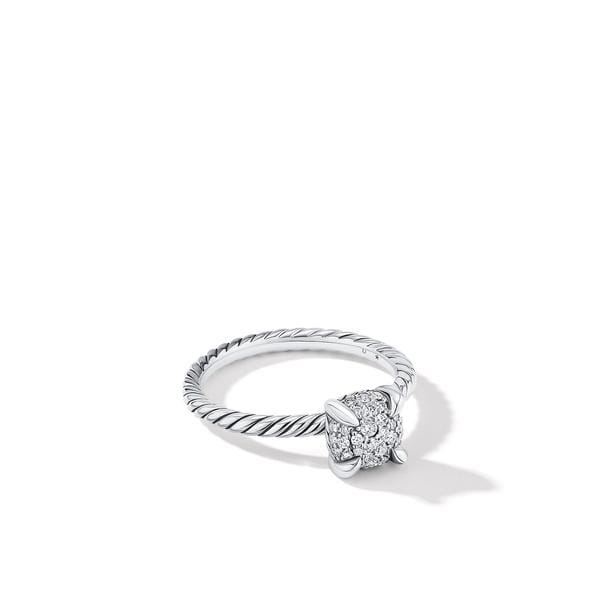 David Yurman Petite Chattelaine Ring with Full Pavé Diamonds, Size 7