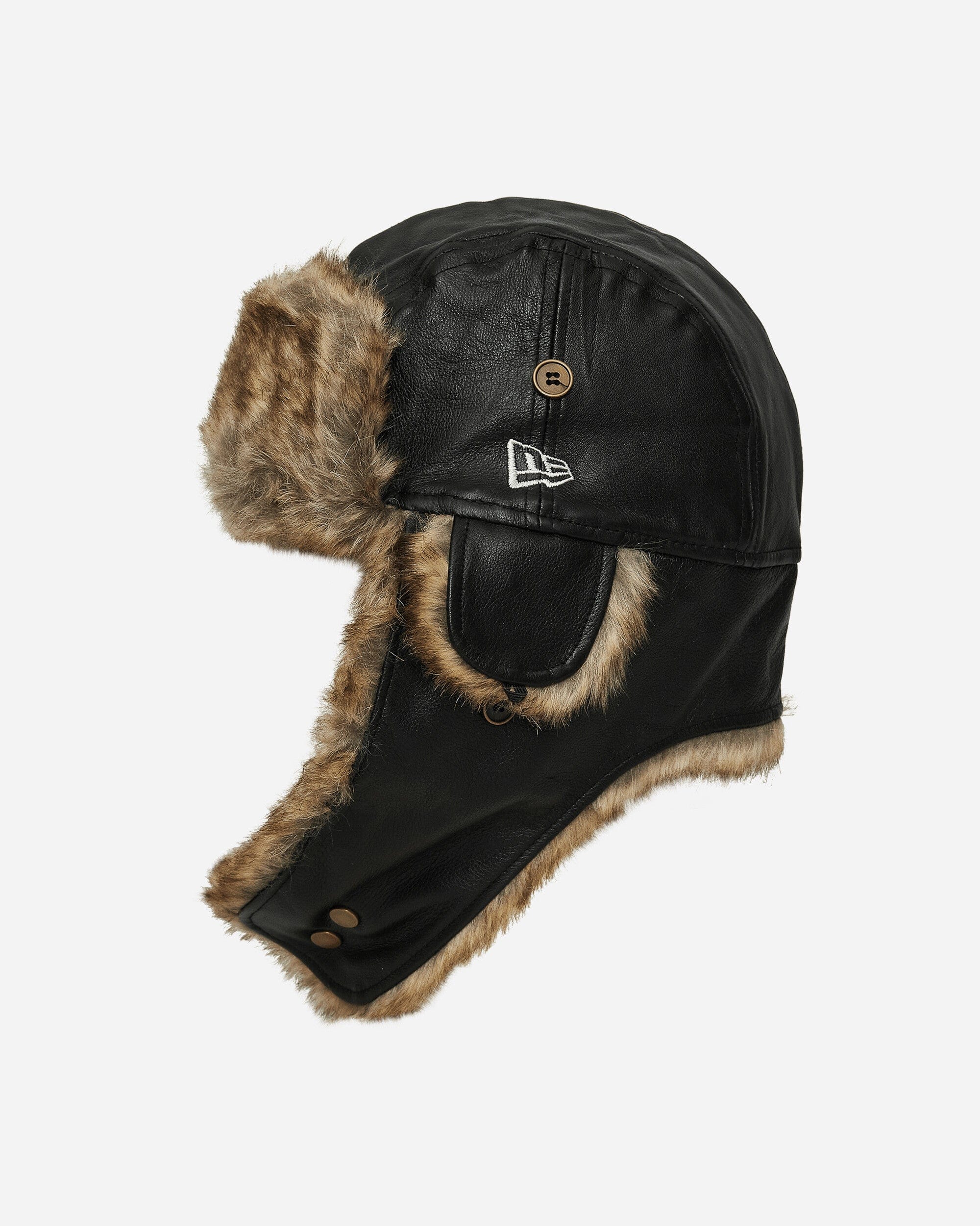 New Era Image Leather Trapper Hat Black