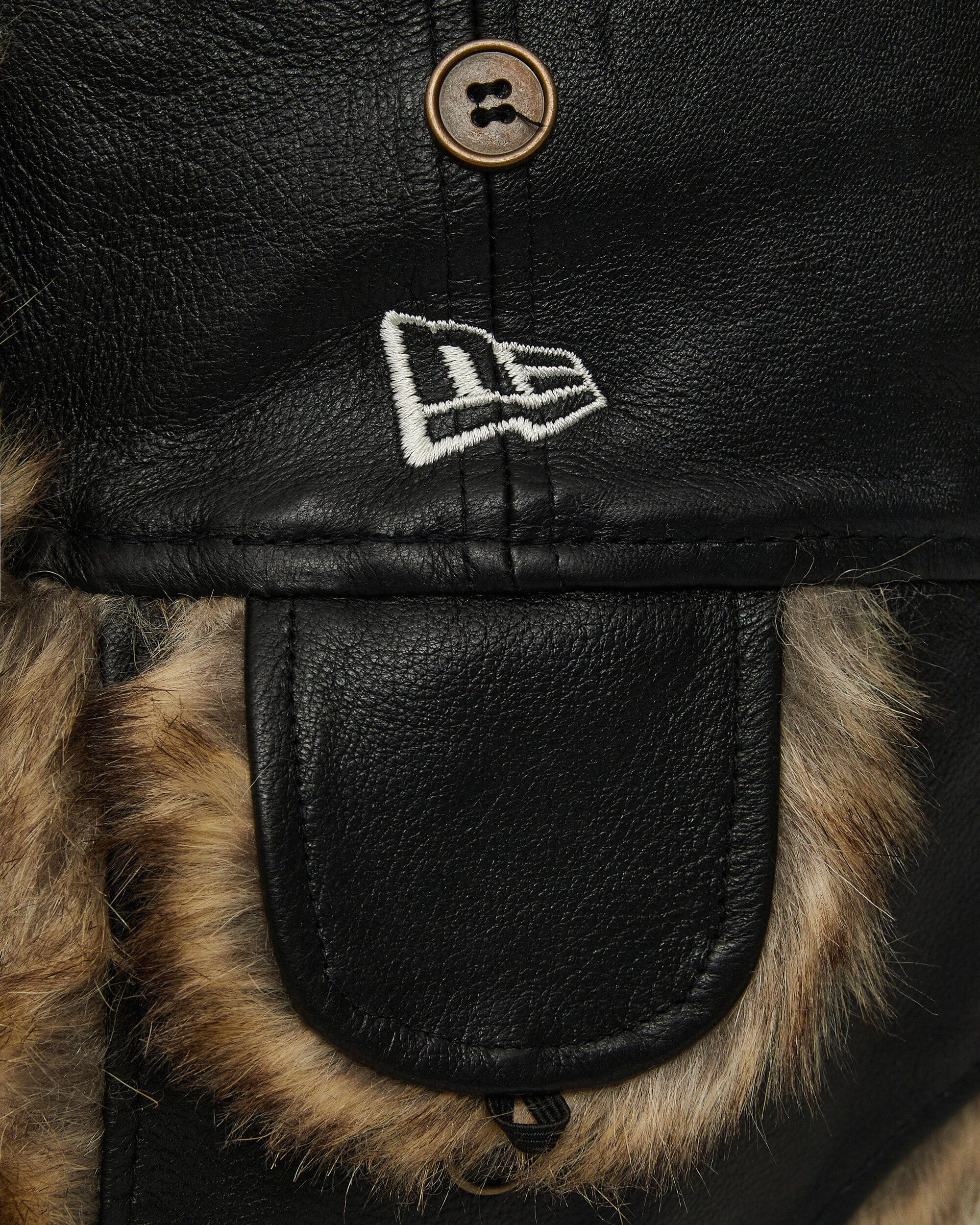 New Era Image Leather Trapper Hat Black