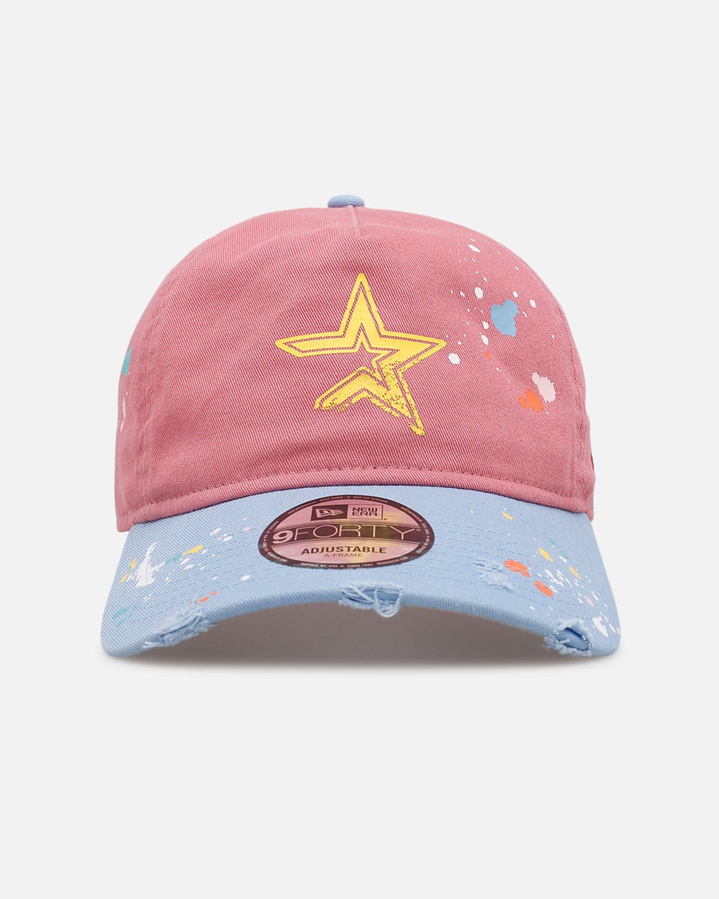 New Era Houston Astros Seasoned 9FORTY A - Frame Strapback Pink/Blue