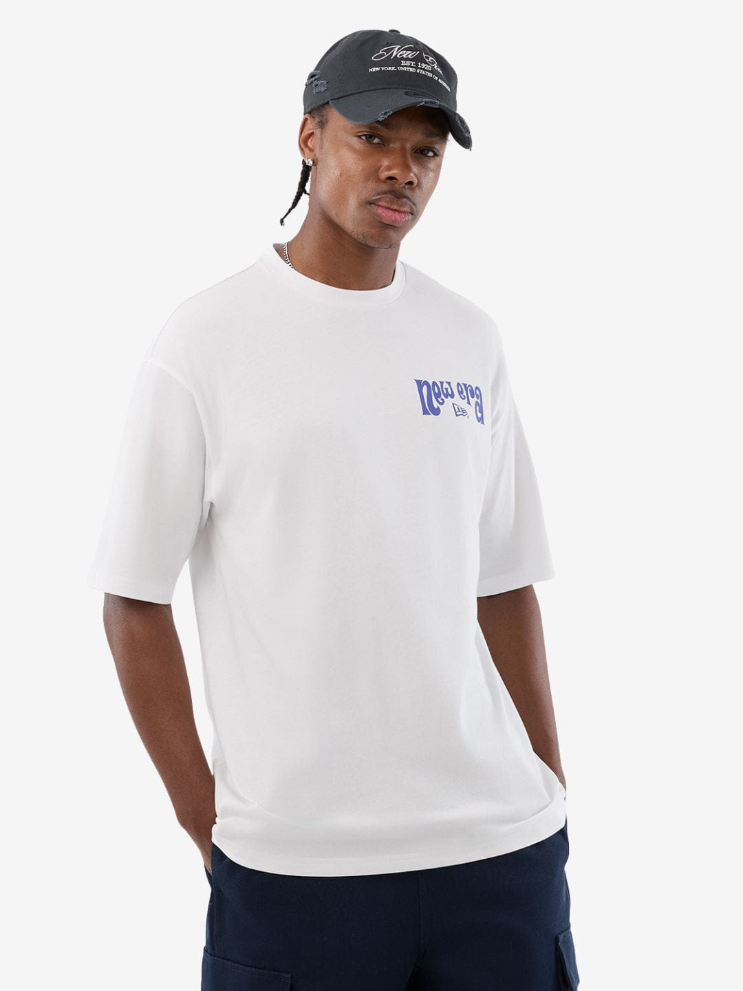 New Era Fun Graphic Oversized T - Shirt White