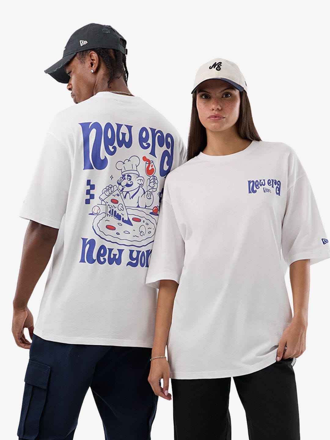 New Era Fun Graphic Oversized T - Shirt White