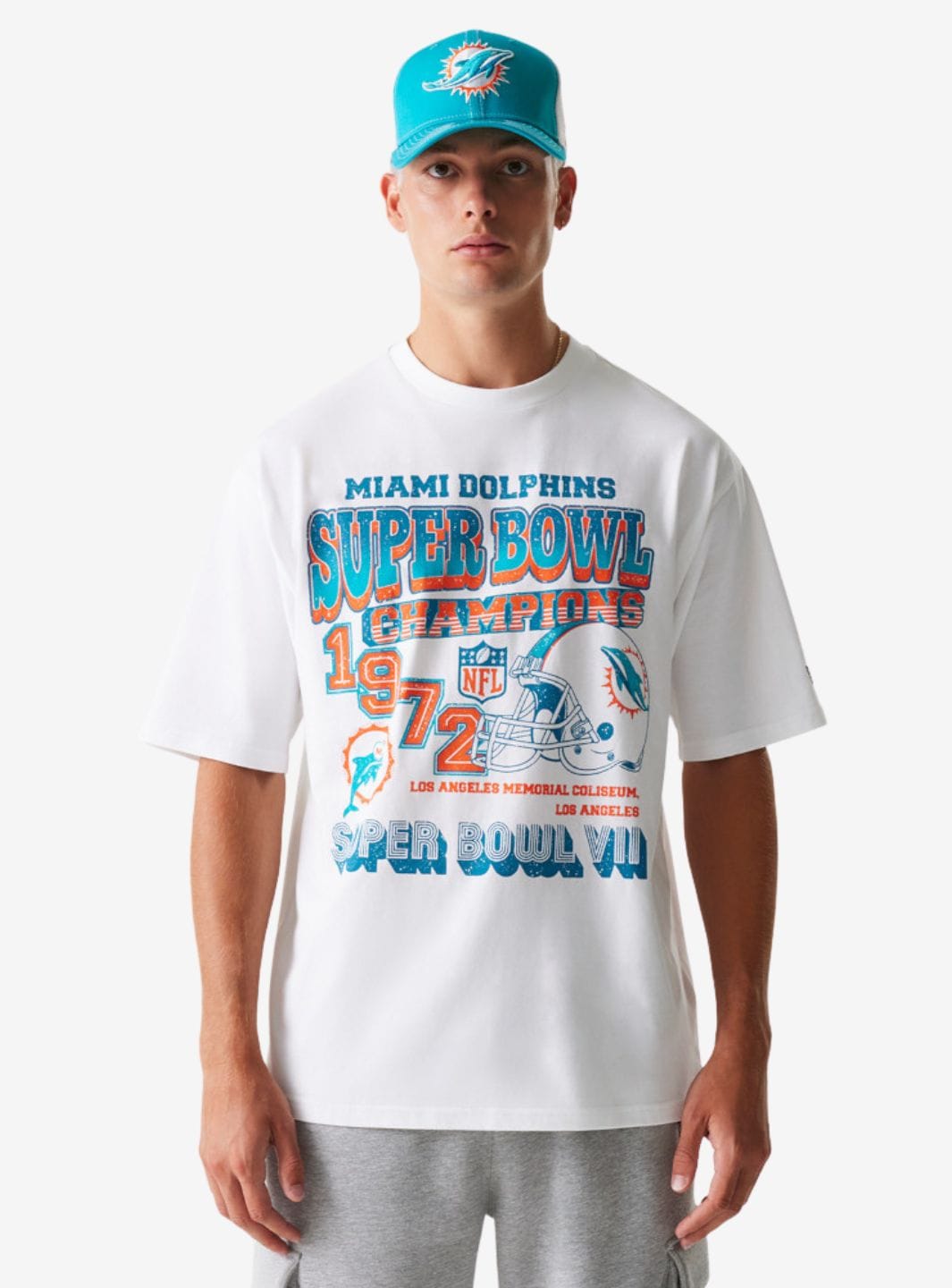 New Era Miami Dolphins NFL Super Bowl White Oversized T - Shirt