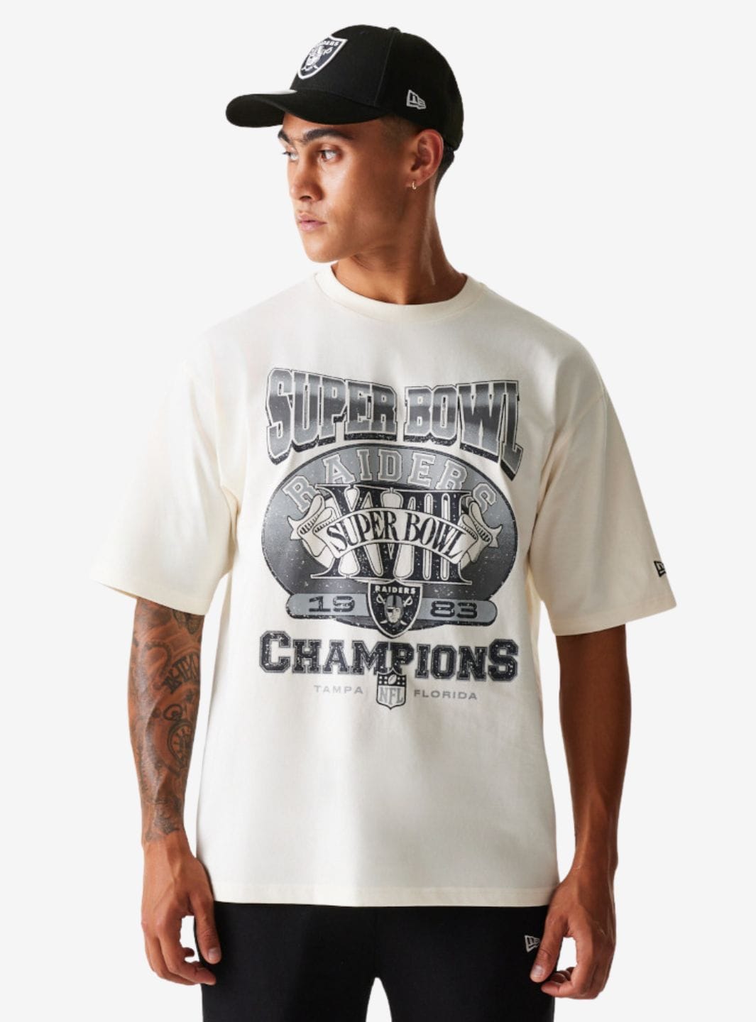 New Era Las Vegas Raiders NFL Super Bowl Open White Oversized T - Shirt