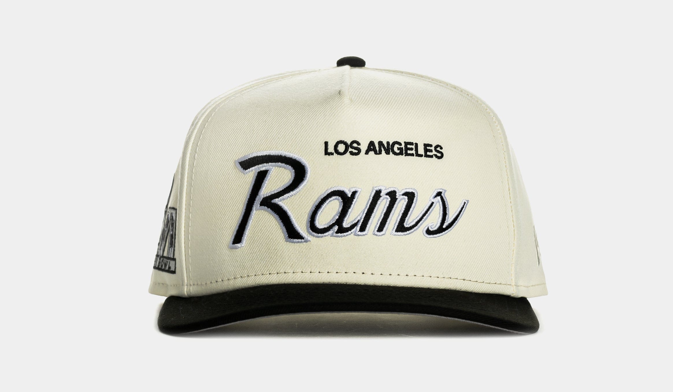 NEW ERA Shoe Palace Exclusive Los Angeles Rams Script 950AF Snapback Mens Hat (Chrome/Black)