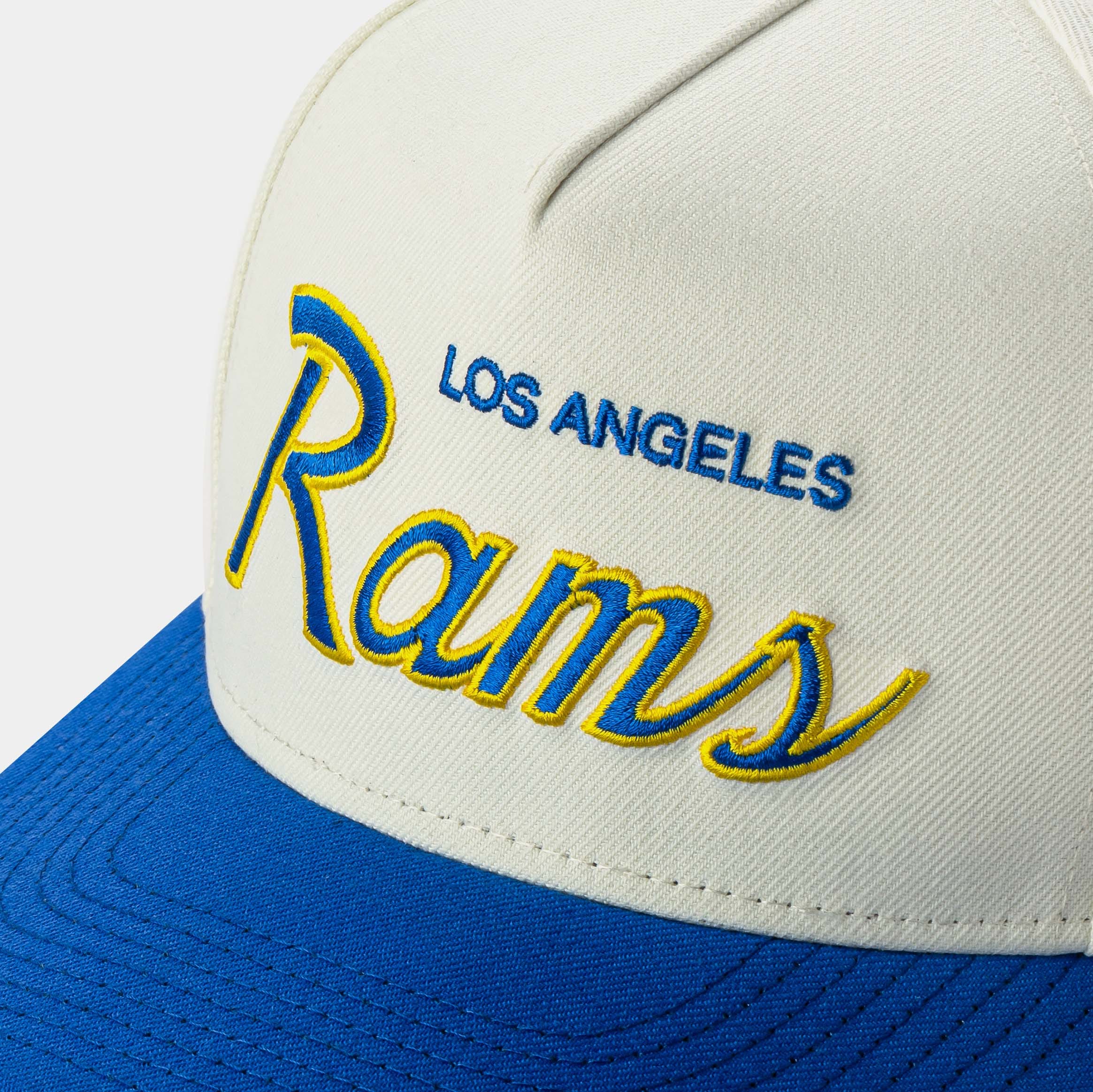 NEW ERA Shoe Palace Exclusive Los Angeles Rams Script 950AF Snapback Mens Hat (Chrome/Blue)