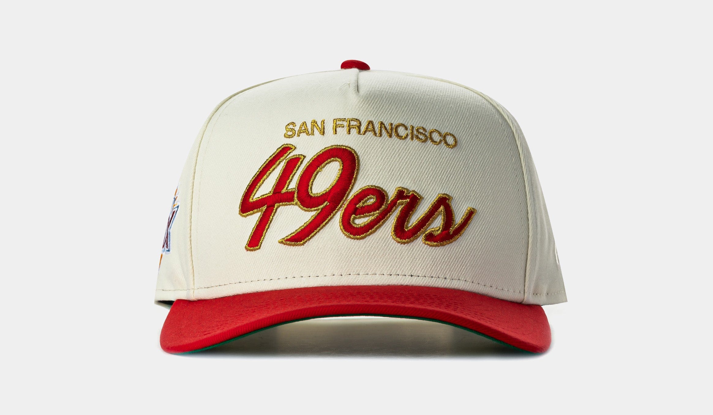 NEW ERA Shoe Palace Exclusive San Francisco 49ers Script 950AF Snapback Mens Hat (Chrome/Red)
