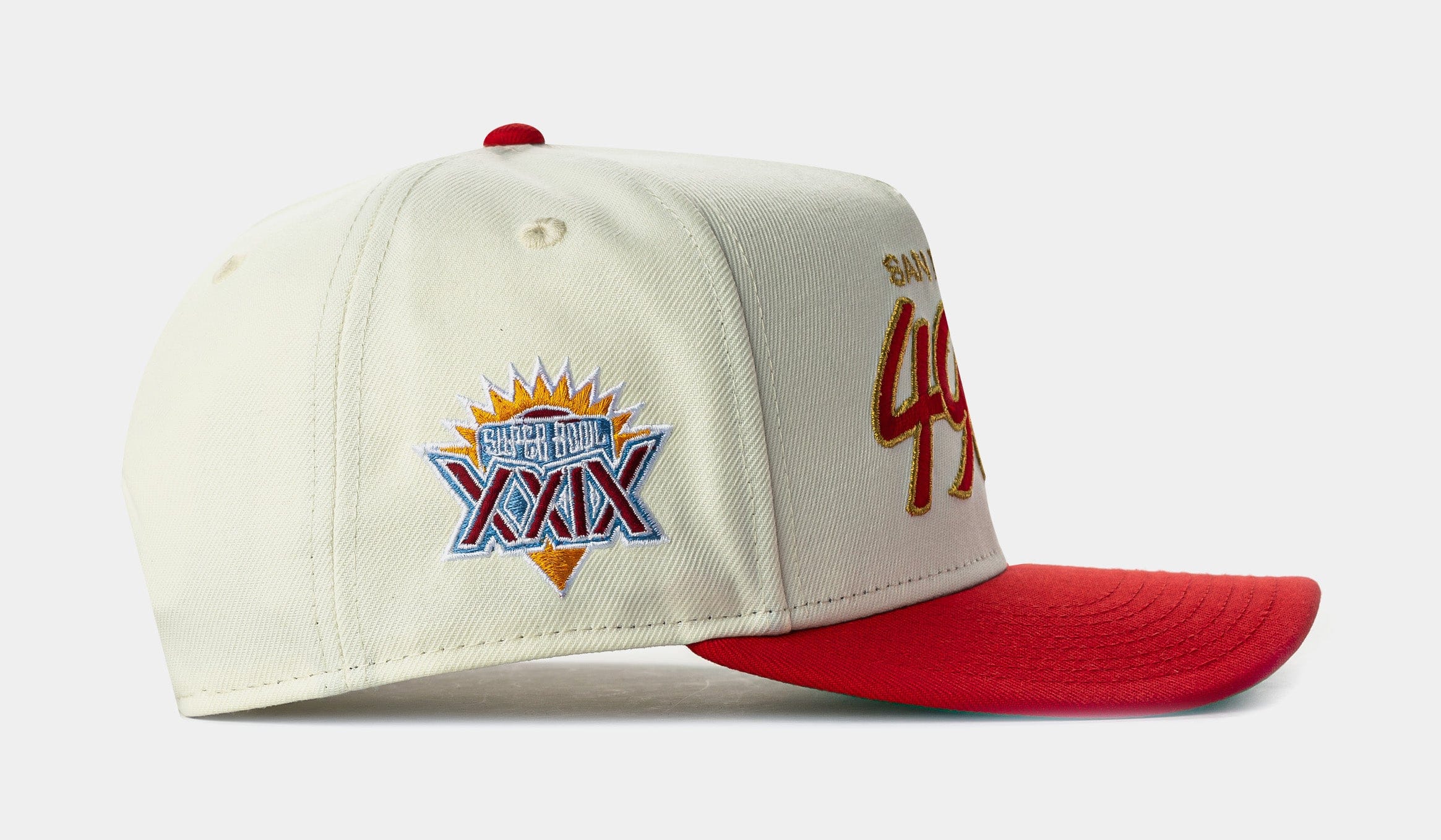 NEW ERA Shoe Palace Exclusive San Francisco 49ers Script 950AF Snapback Mens Hat (Chrome/Red)