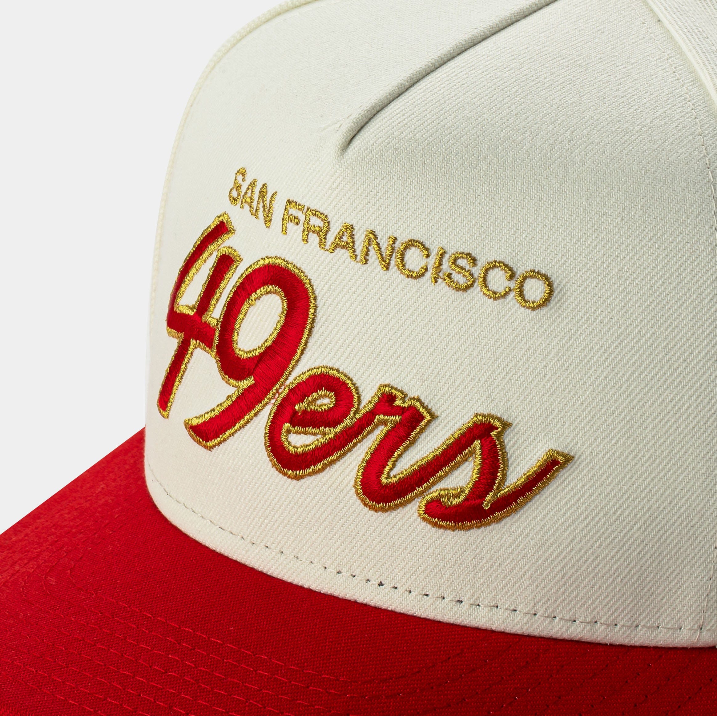 NEW ERA Shoe Palace Exclusive San Francisco 49ers Script 950AF Snapback Mens Hat (Chrome/Red)