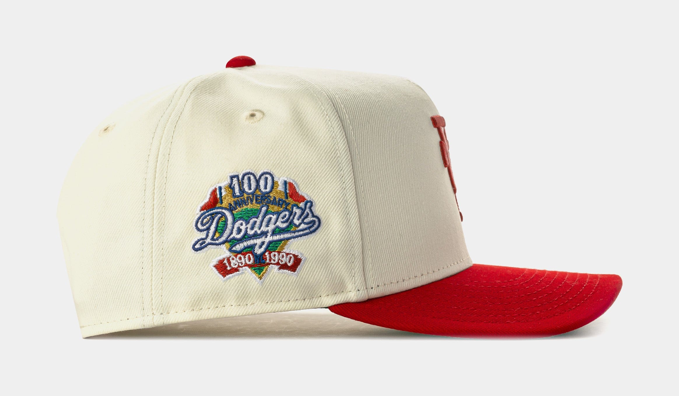 NEW ERA Shoe Palace Exclusive Los Angeles Dodgers Upside Down 950AF Snapback Mens Hat (Red/Beige)