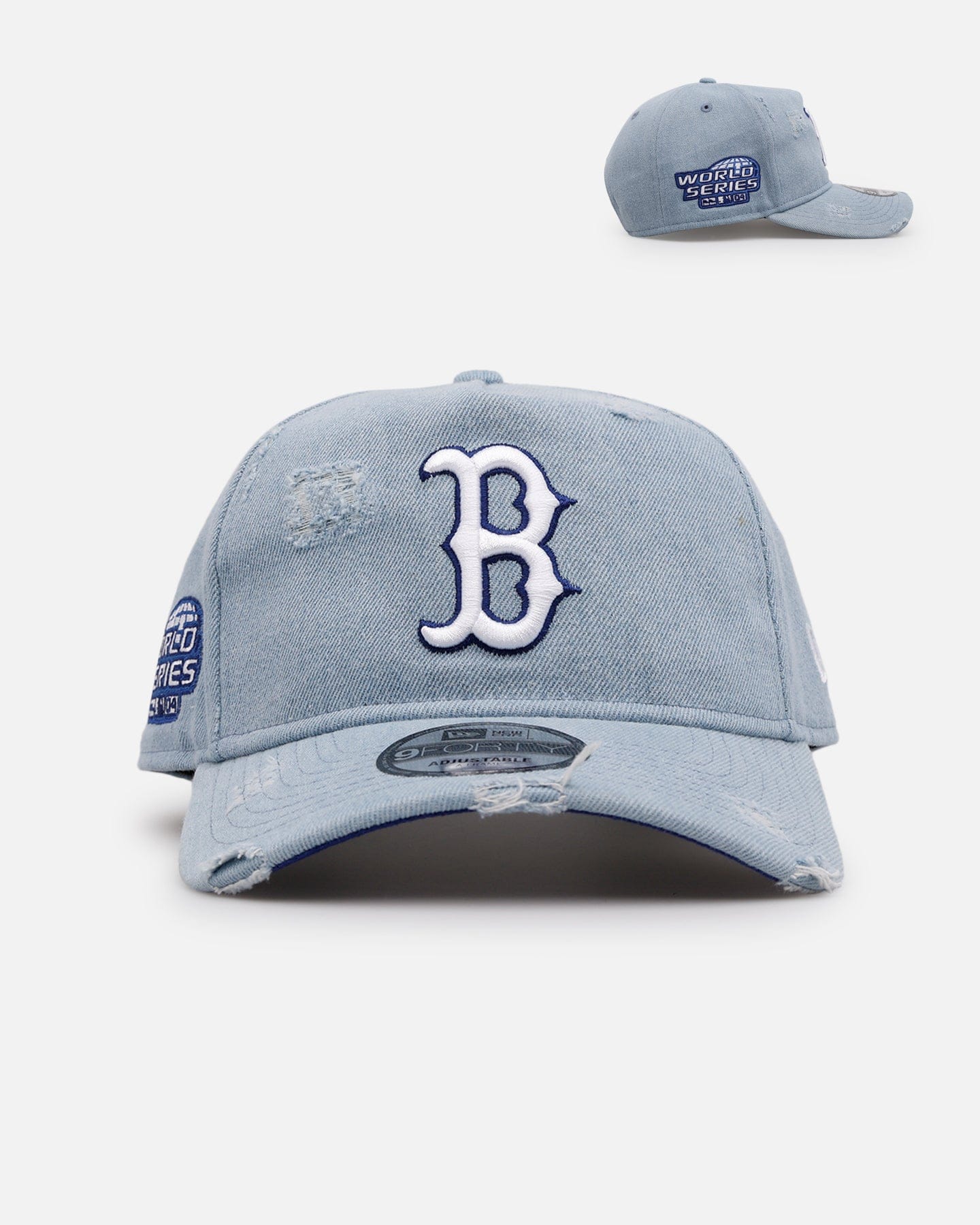 New Era Boston Red Sox Distressed Denim 9FORTY A - Frame Snapback Light Wash Denim