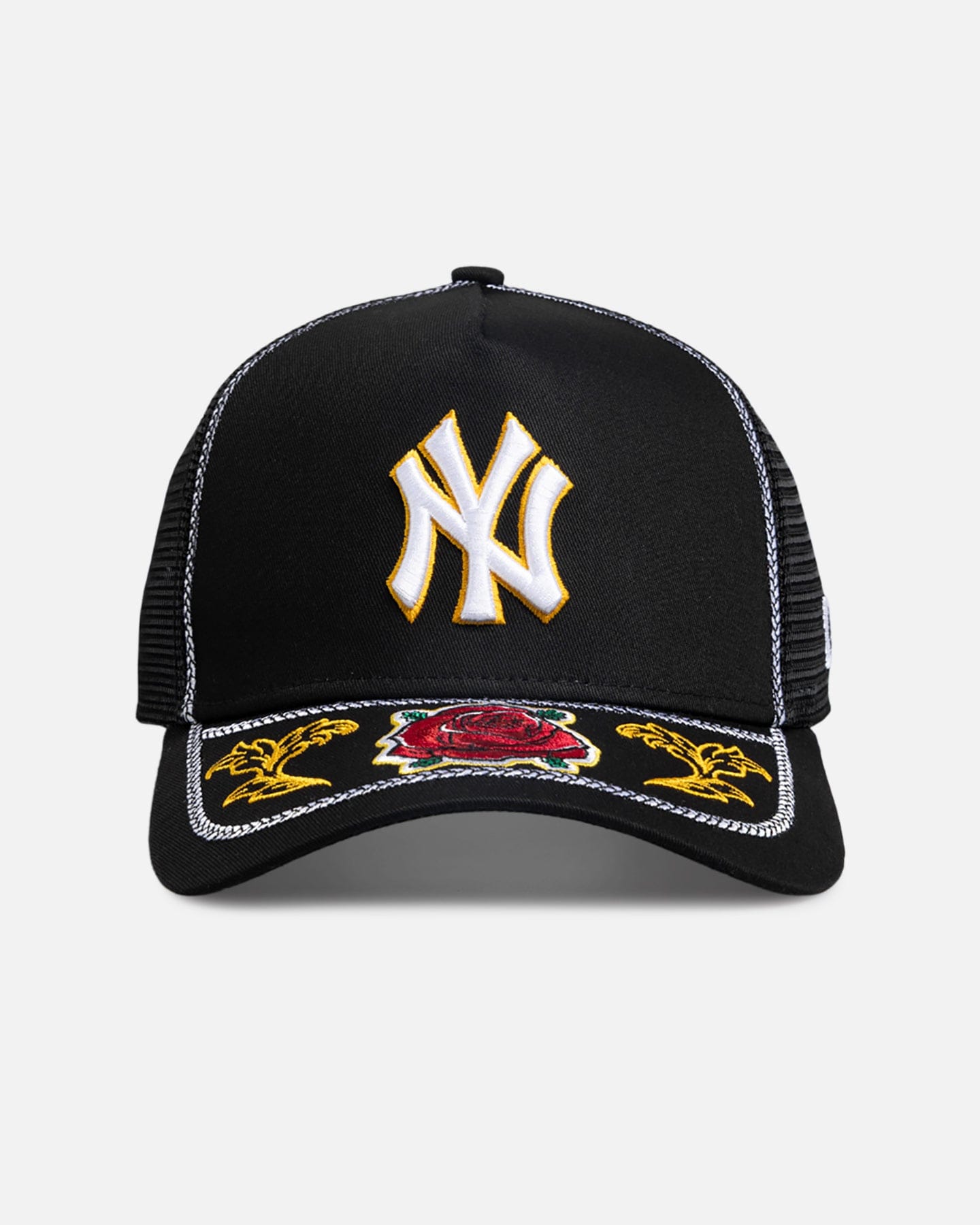 New Era New York Yankees Rose Visor 9FORTY A - Frame Trucker Snapback Black/Rose