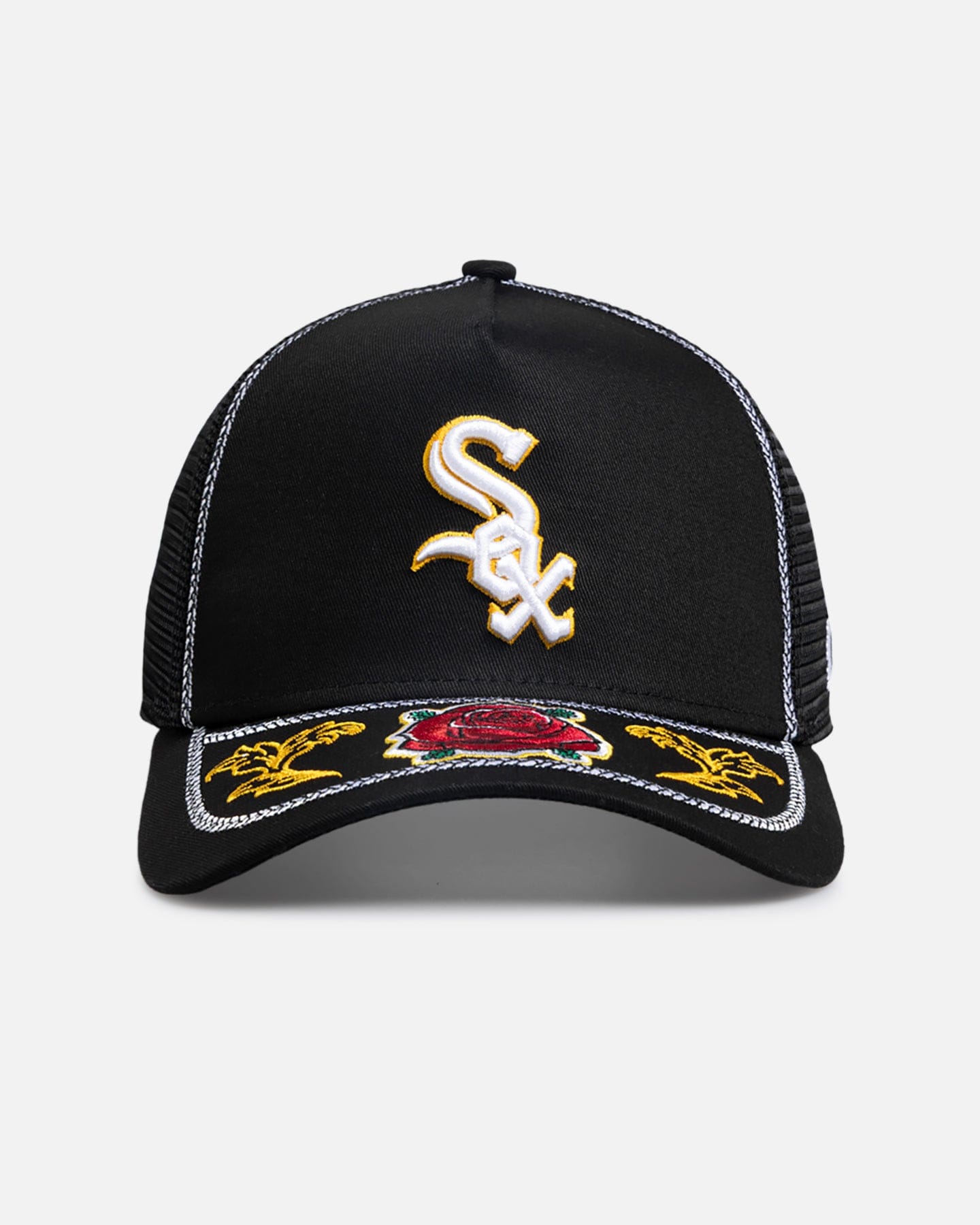 New Era Chicago White Sox Rose Visor 9FORTY A - Frame Trucker Snapback Black/Rose