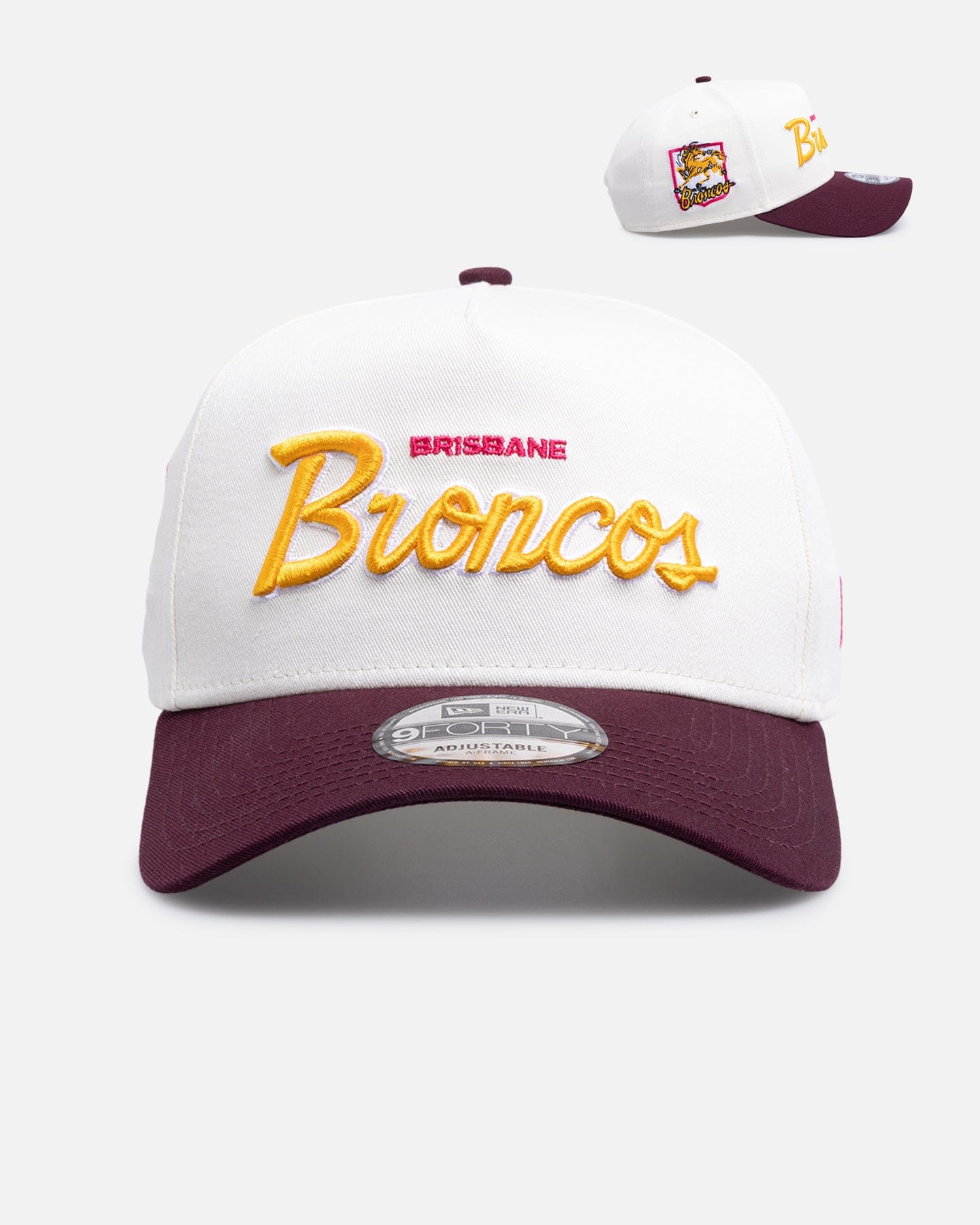 New Era Brisbane Broncos Chrome Script 9FORTY A - Frame Snapback Official Team Colour