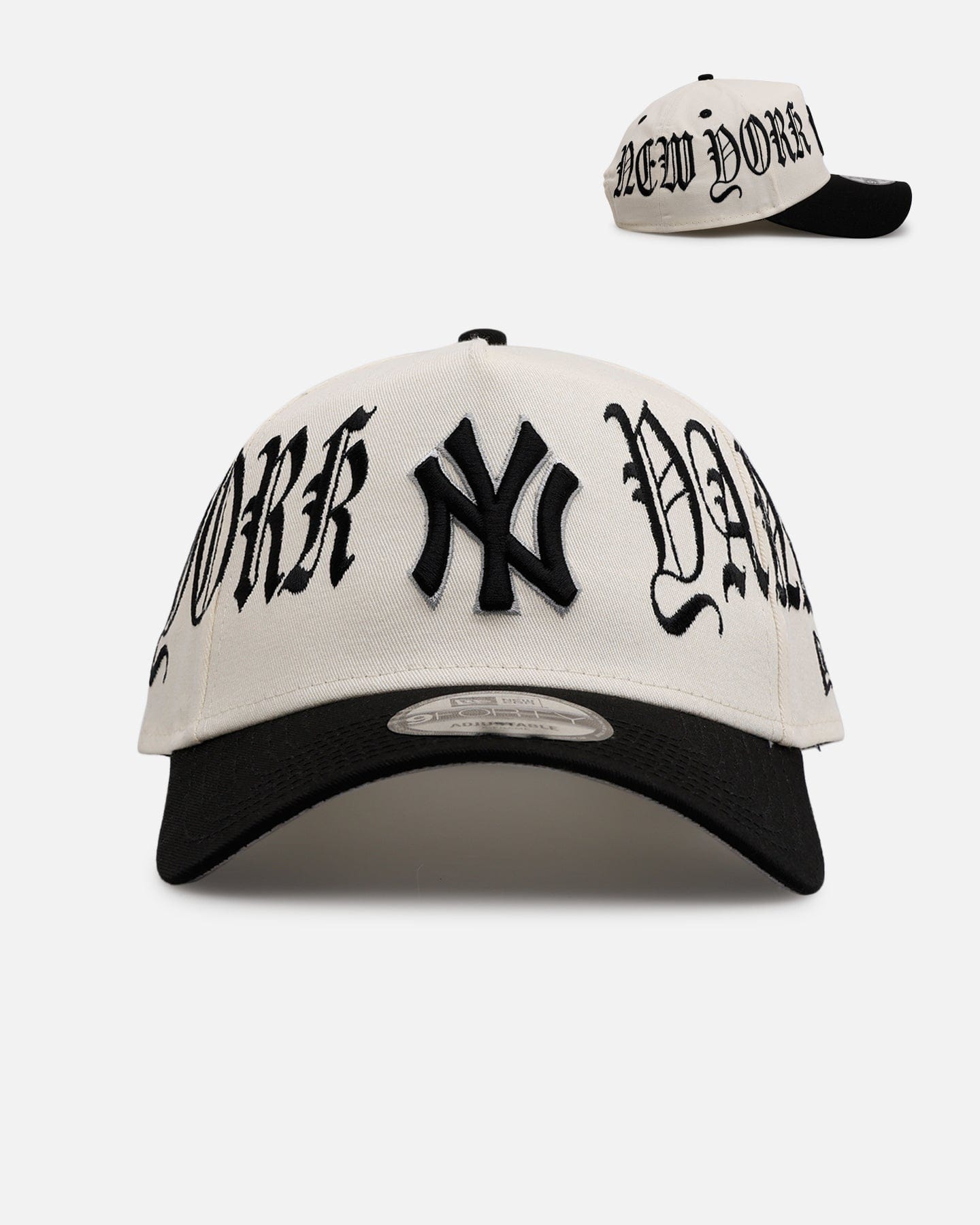 New Era New York Yankees Gothic Script Two Tone 9FORTY A - Frame Snapback Chrome/Black