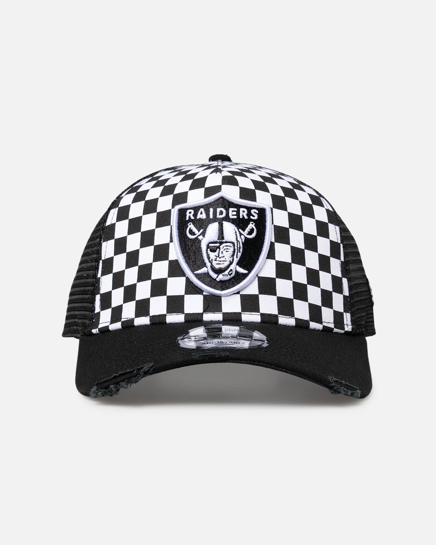New Era Las Vegas Raiders Checker Trucker 9FORTY A - Frame Trucker Snapback White