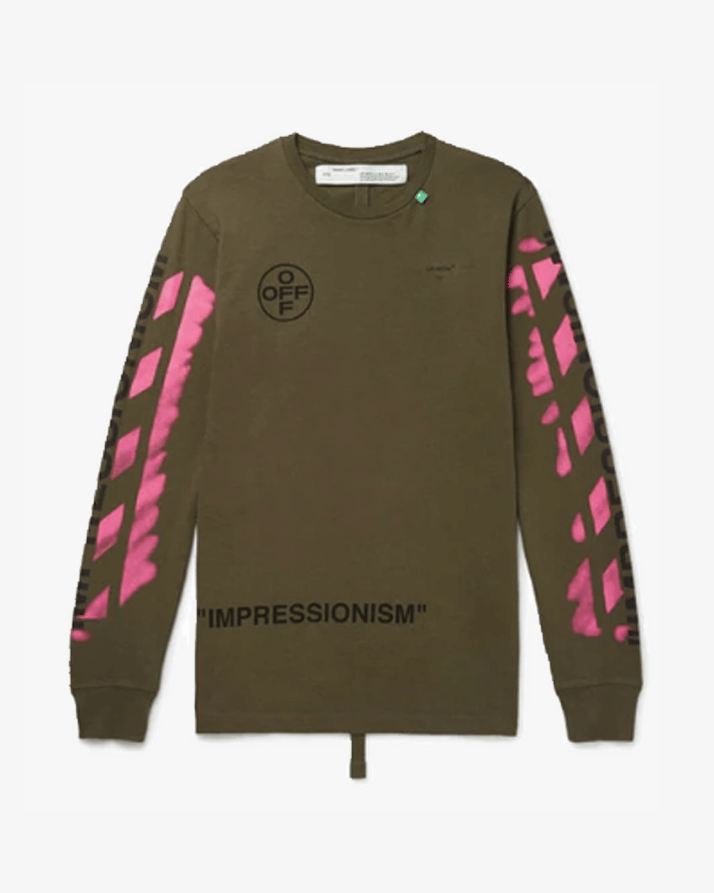 OFF WHITE PINK STENCIL ARMY GREEN T-Shirt -