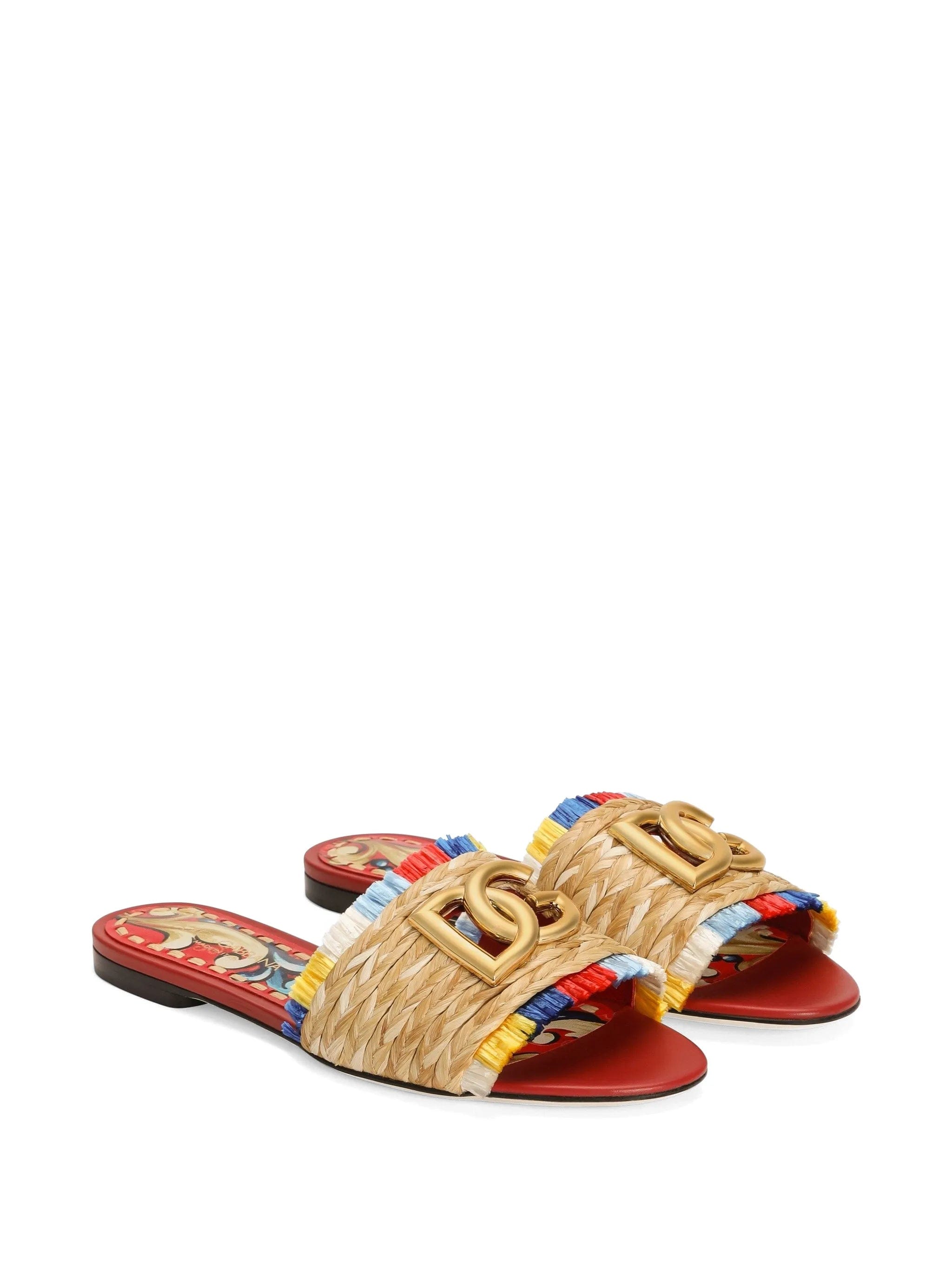 Dolce & Gabbana raffia flat slides