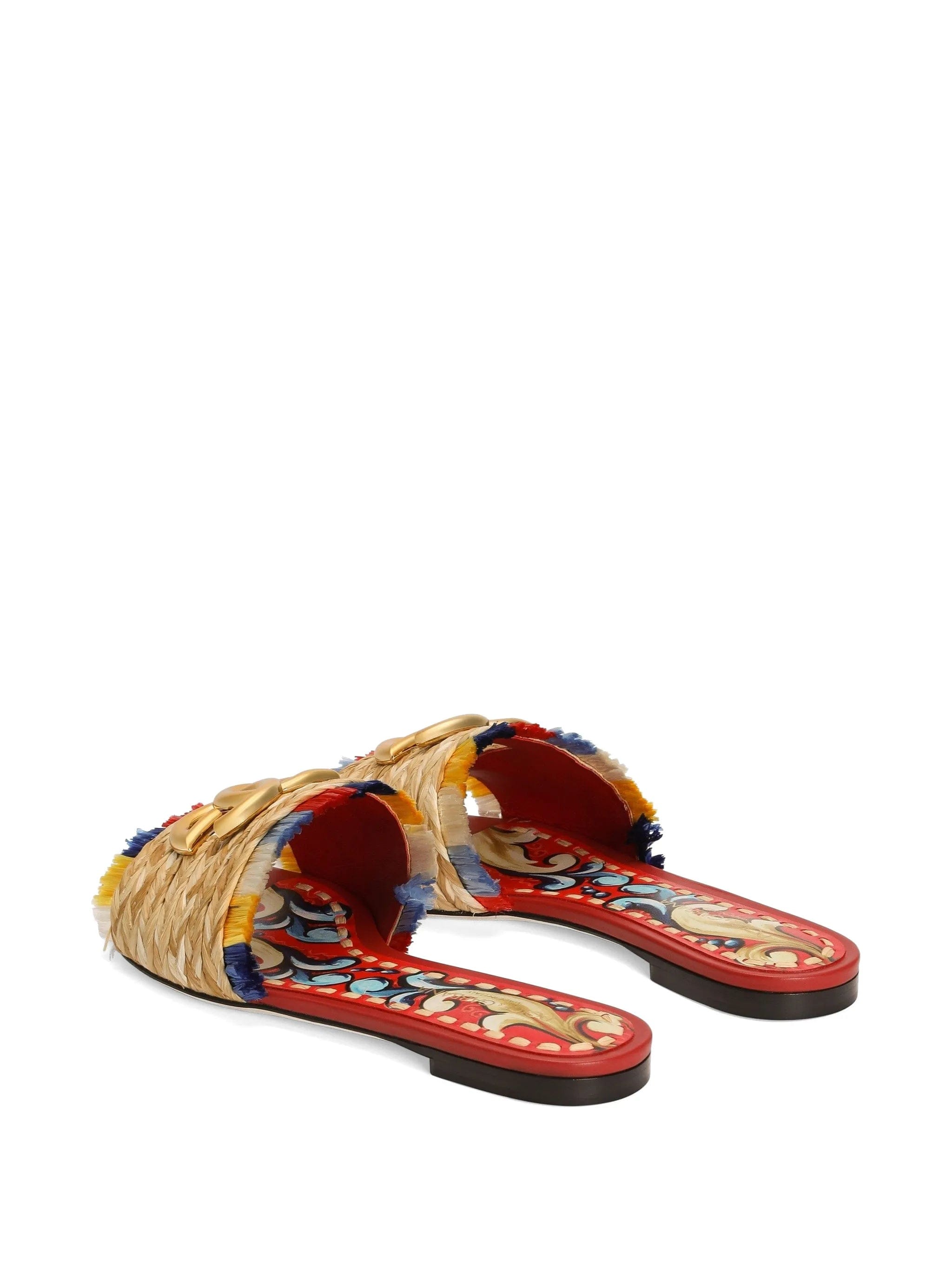 Dolce & Gabbana raffia flat slides