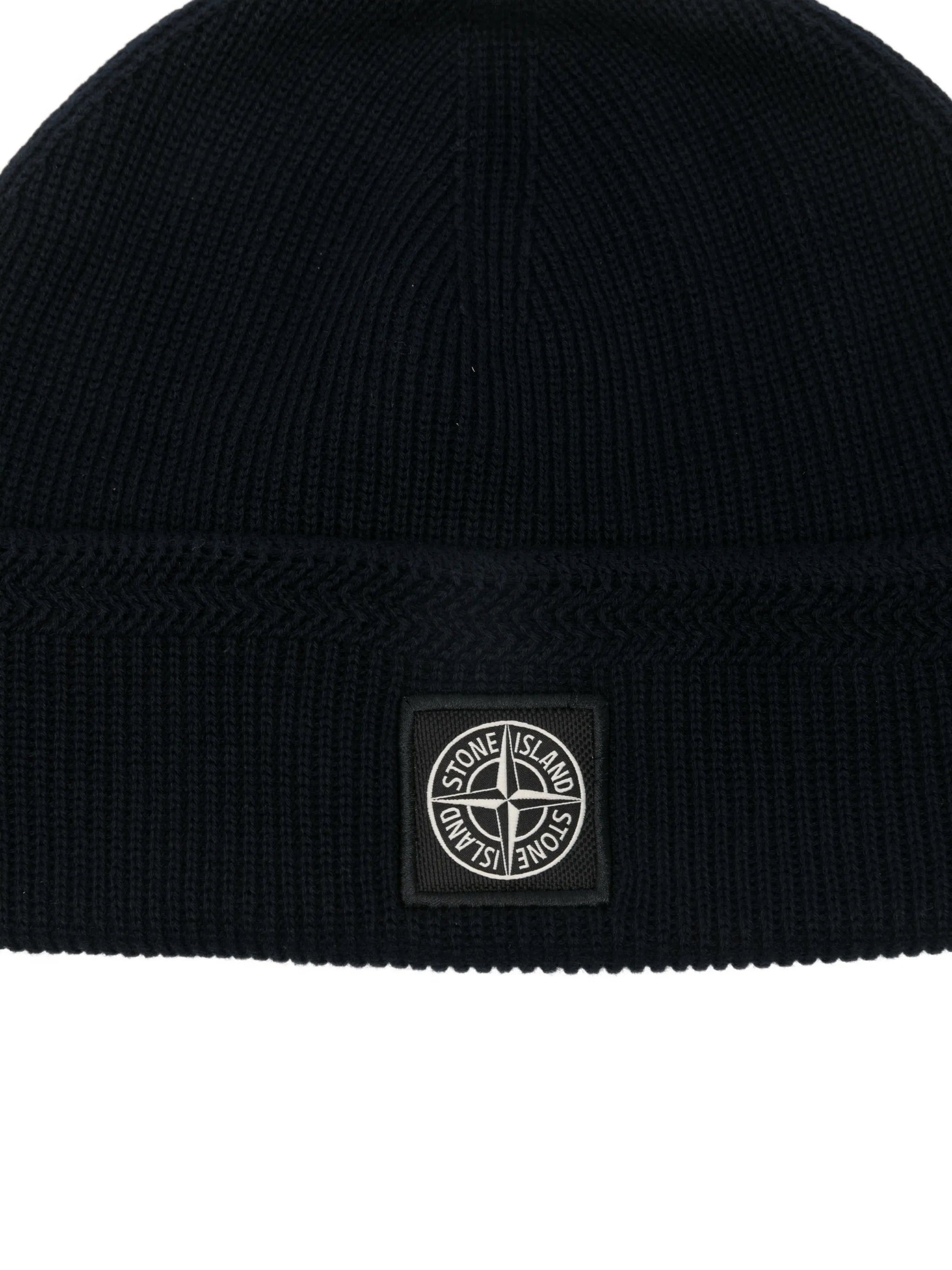 Stone Island logo - patch cotton beanie hat