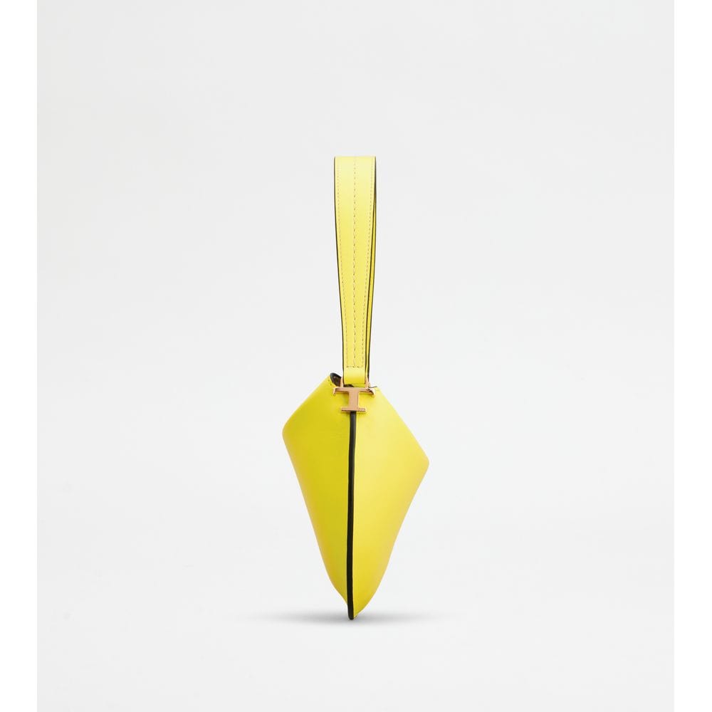 Tod's Tods T Case Hobo Bag In Leather Micro Yellow