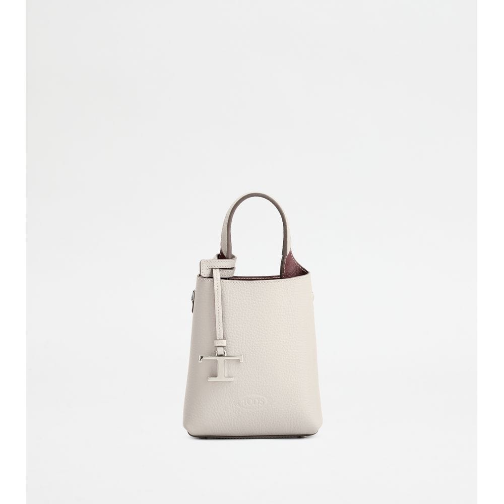 Tod's Tods Micro Bag In Leather White Burgundy