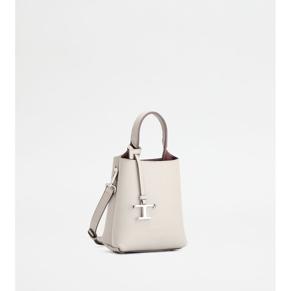 Tod's Tods Micro Bag In Leather White Burgundy
