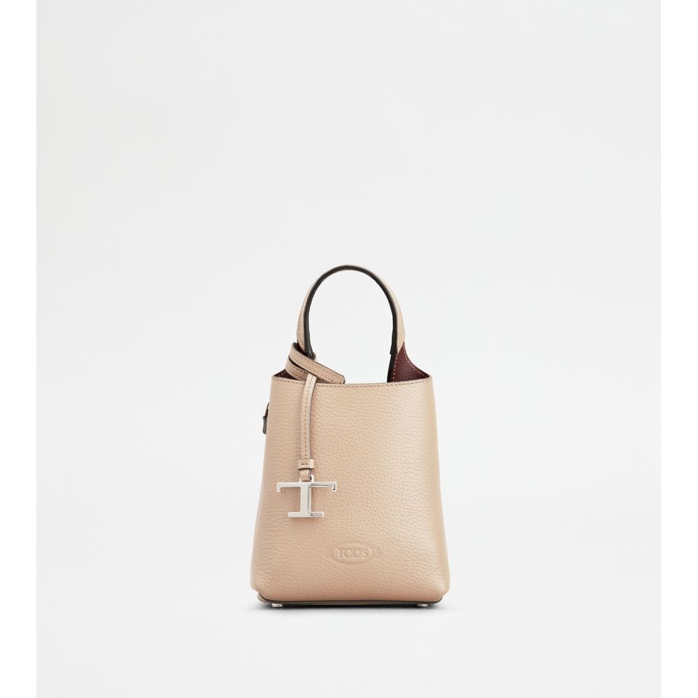 Tod's Tods Micro Bag In Leather Natural Burgundy