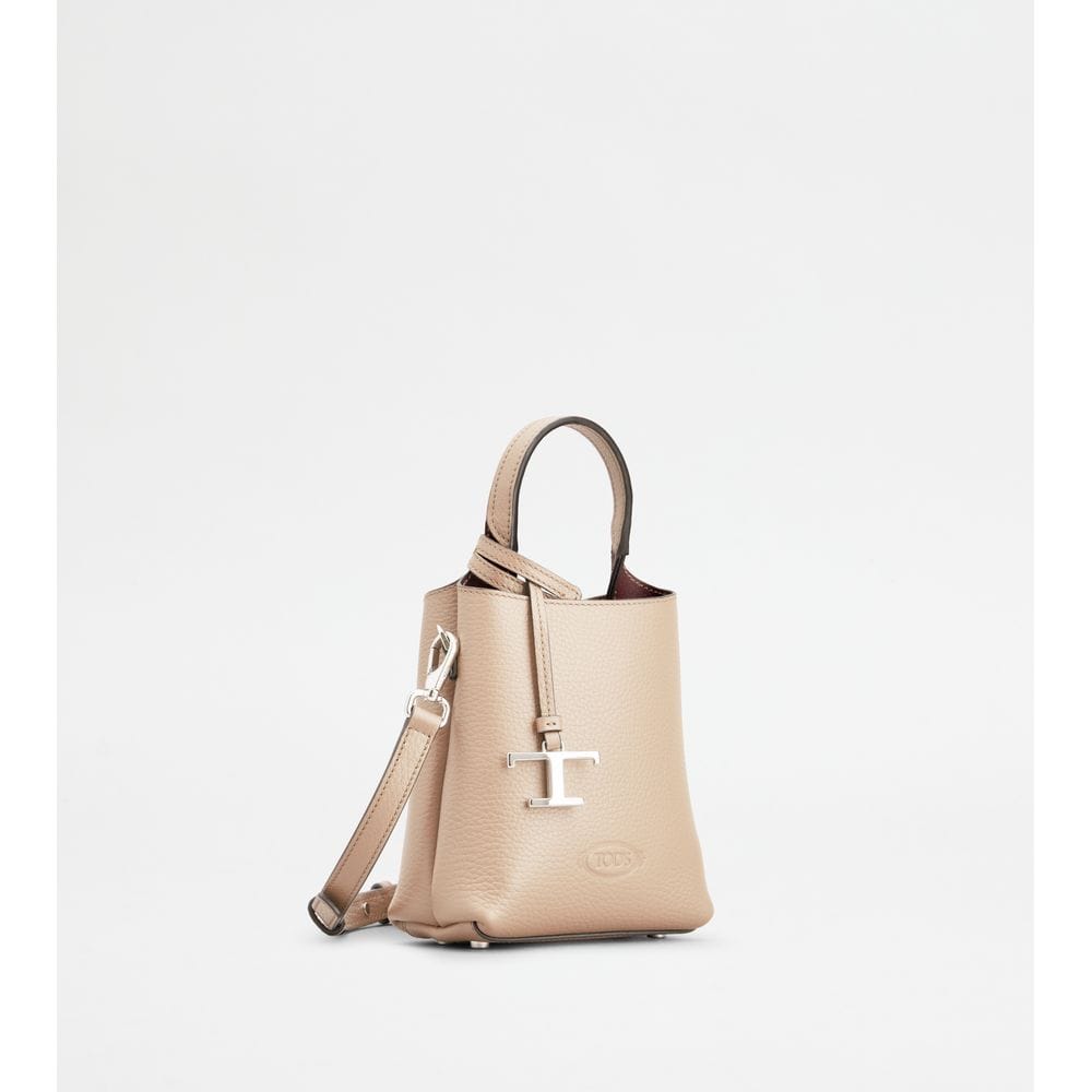 Tod's Tods Micro Bag In Leather Natural Burgundy