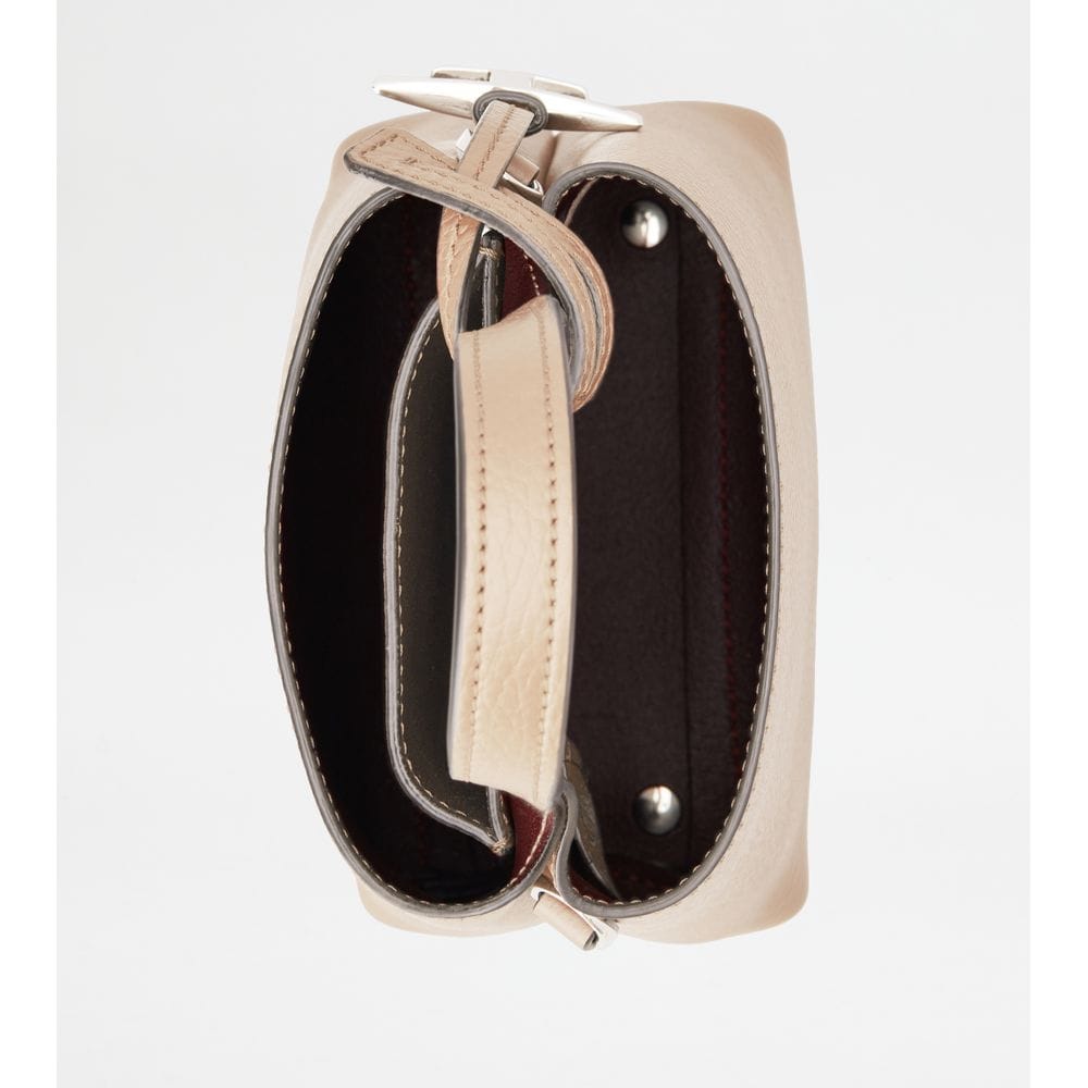 Tod's Tods Micro Bag In Leather Natural Burgundy