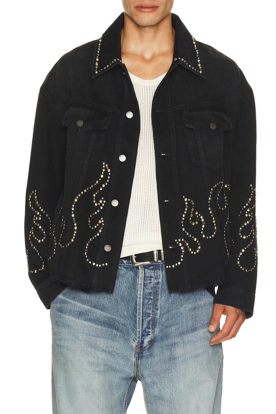 Amiri Studs Flames Trucker Jacket