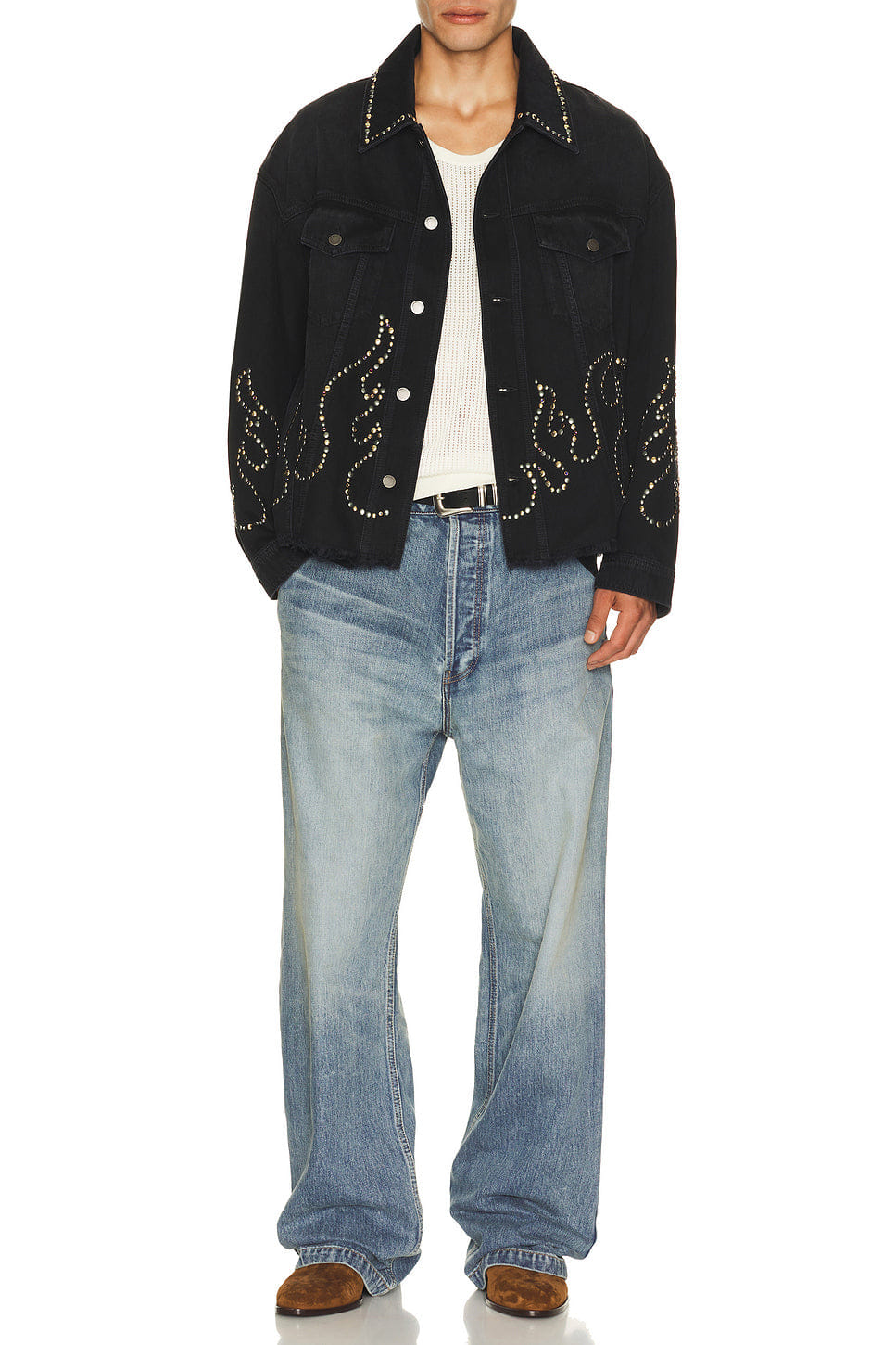 Amiri Studs Flames Trucker Jacket
