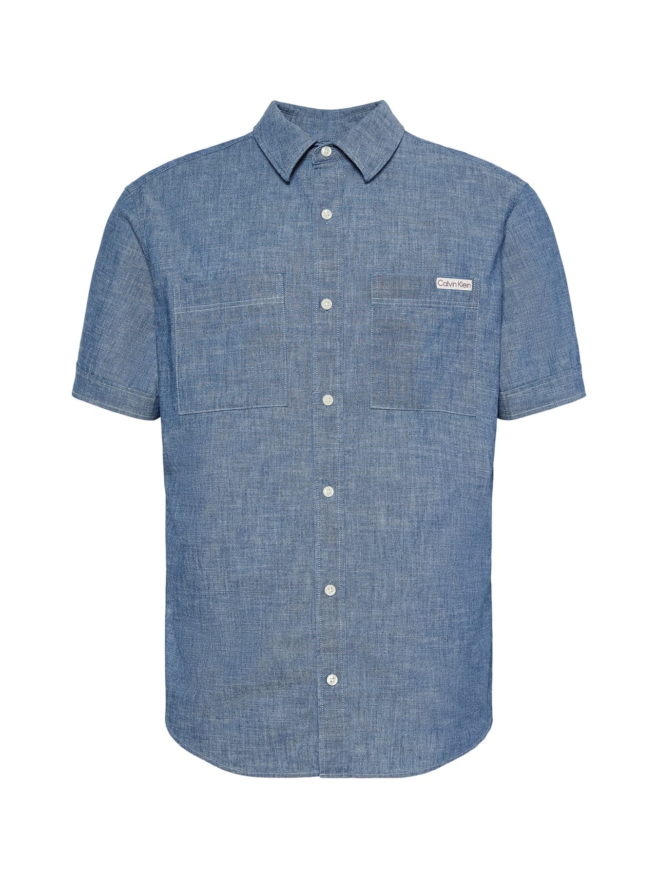Calvin Klein Cotton Chambray Short Sleeve Shirt Blue