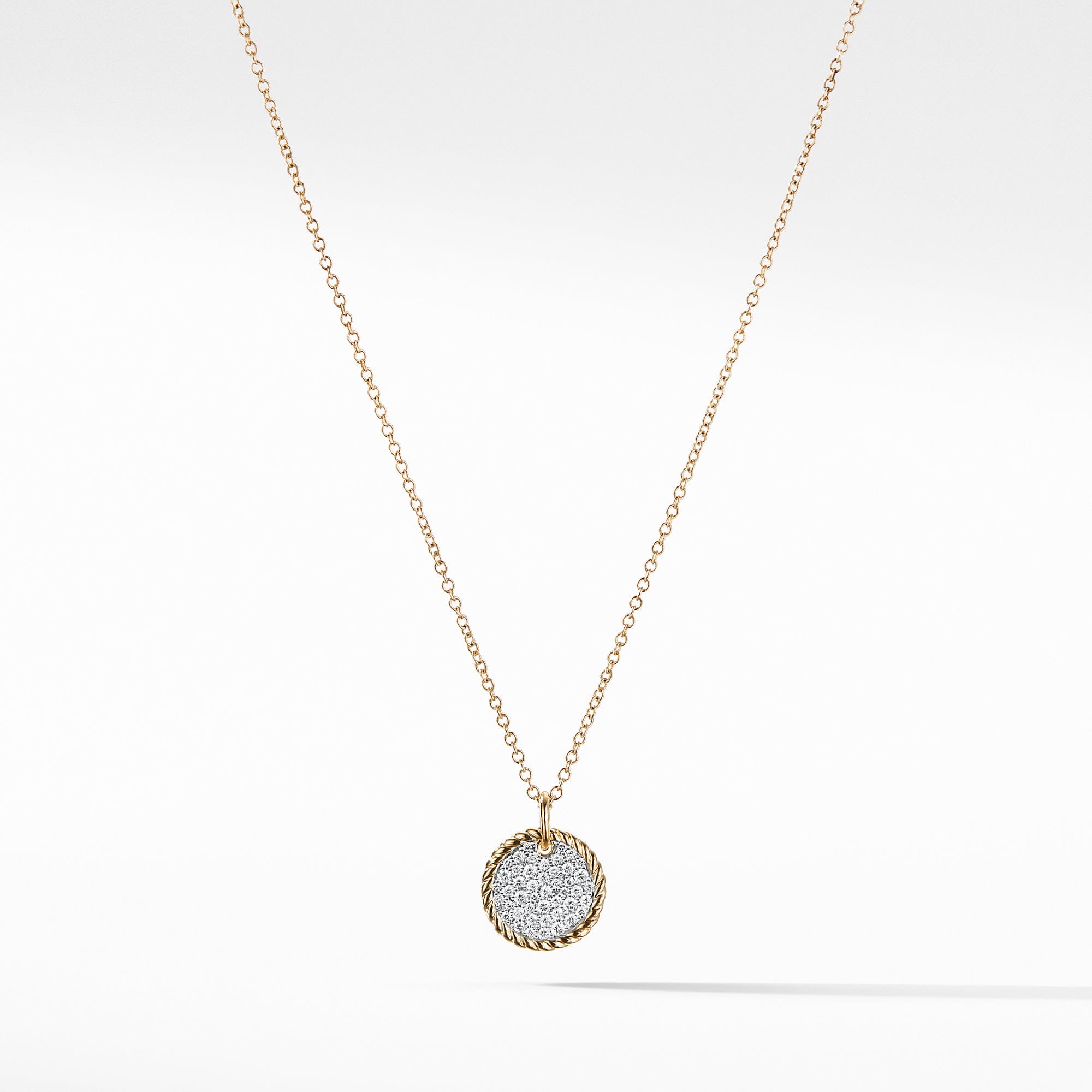 David Yurman Cable Collectibles Pave Charm Necklace with Diamonds in 18k Gold - N12214D88ADI