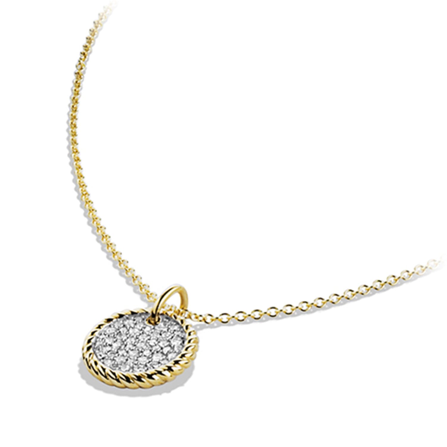 David Yurman Cable Collectibles Pave Charm Necklace with Diamonds in 18k Gold - N12214D88ADI