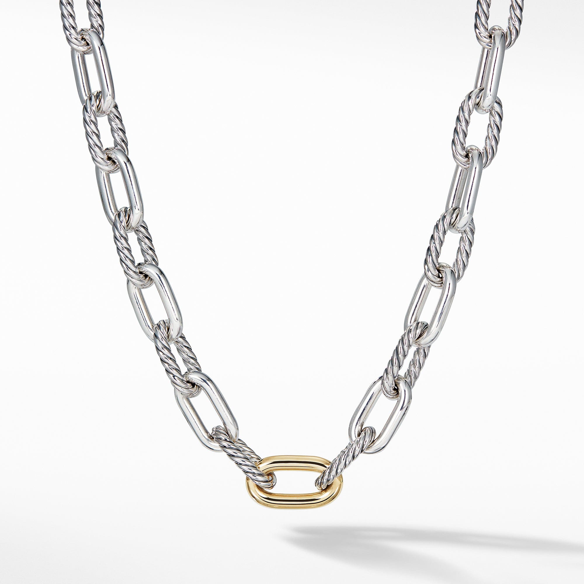 David Yurman DY Madison Chain Necklace in Sterling Silver with 18K Yellow Gold 18" - N13873 S818