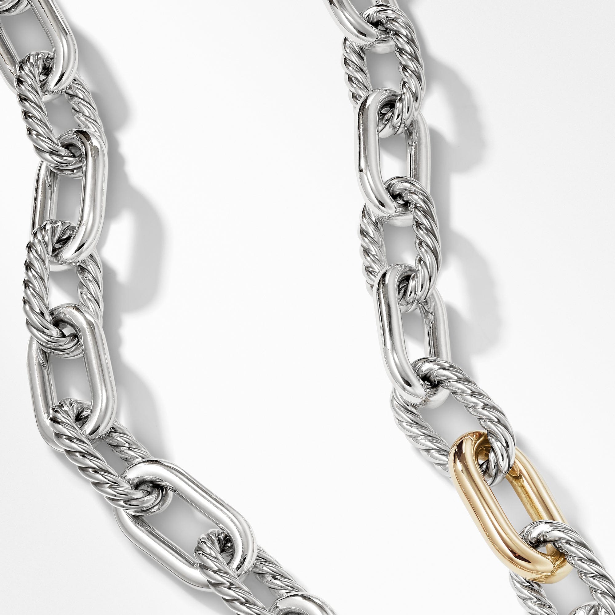 David Yurman DY Madison Chain Necklace in Sterling Silver with 18K Yellow Gold 18" - N13873 S818