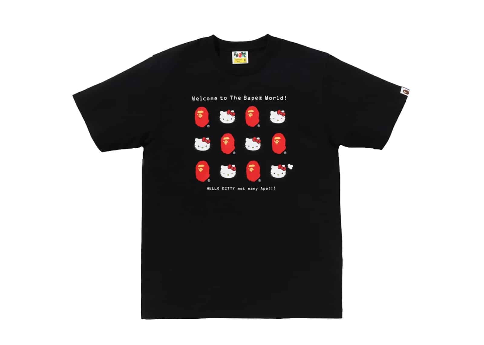 BAPE x Sanrio Characters Hello Kitty Welcome To The Bape World T-Shirt Black (W)