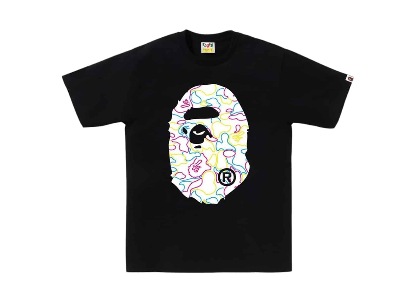 BAPE Neon Camo Big Ape Head T-Shirt Black