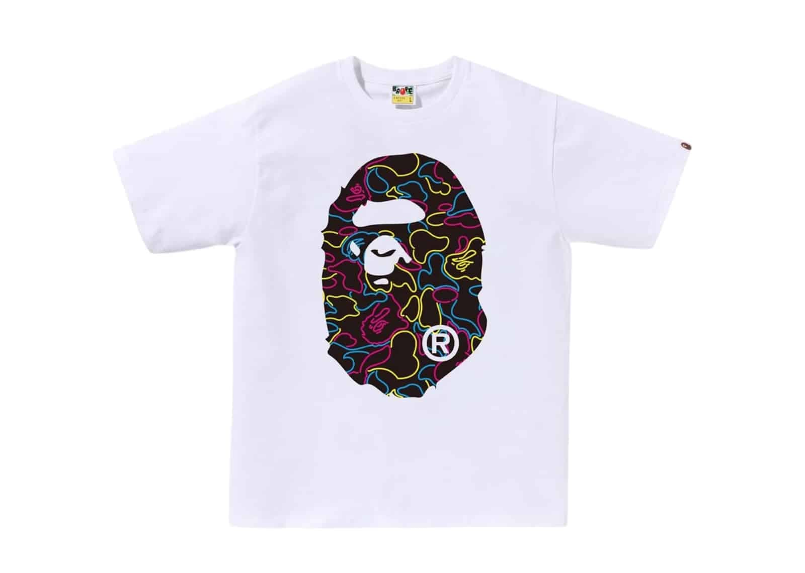 BAPE Neon Camo Big Ape Head T-Shirt White