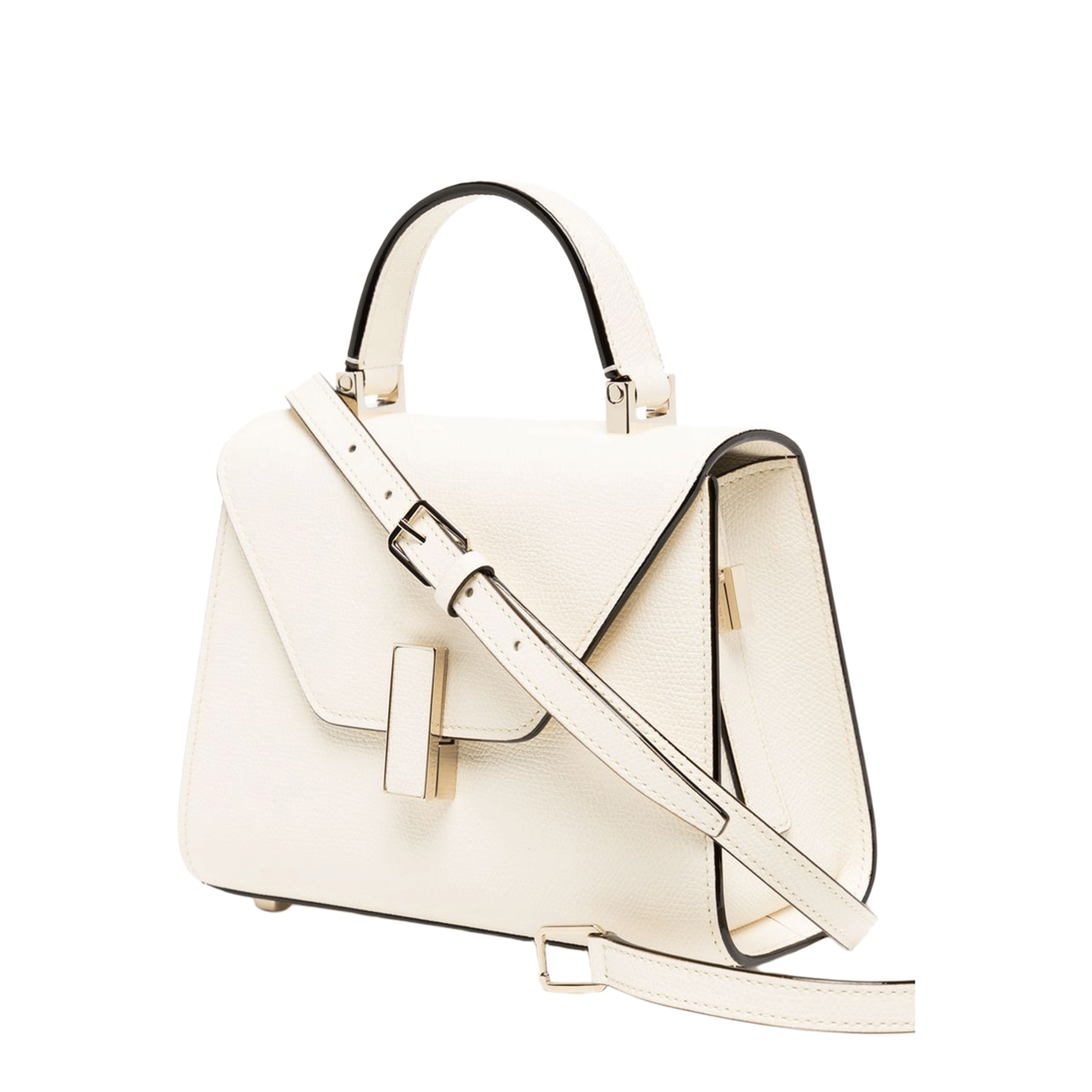 Valextra Iside Micro Millepunte Calf Leather Crossbody - White / Pergamena