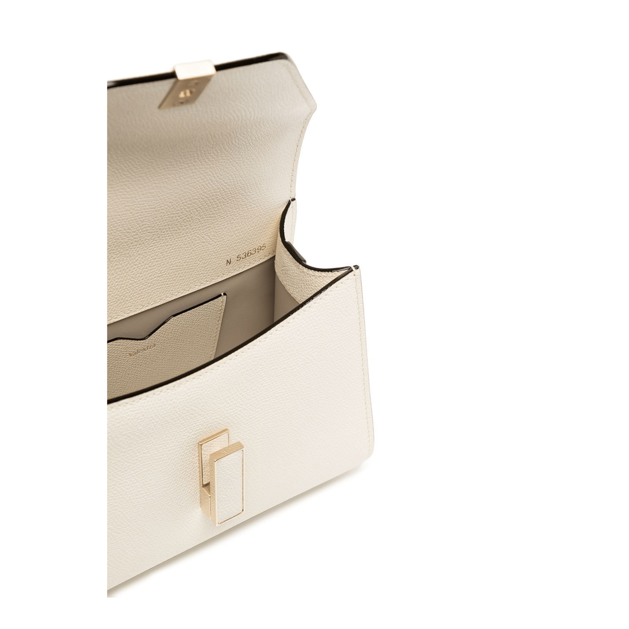 Valextra Iside Micro Millepunte Calf Leather Crossbody - White / Pergamena