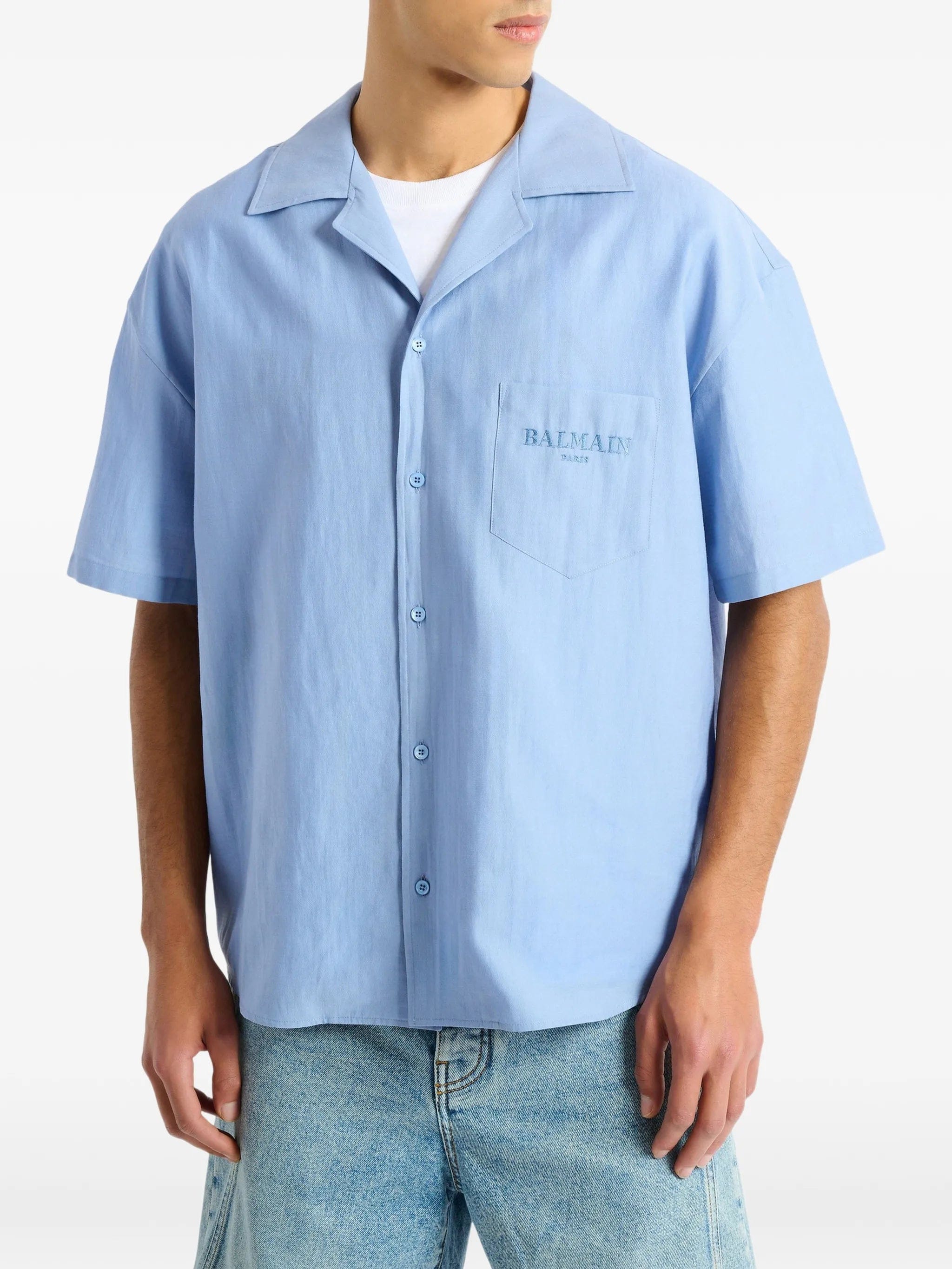 Balmain Vintage shirt in herringbone poplin