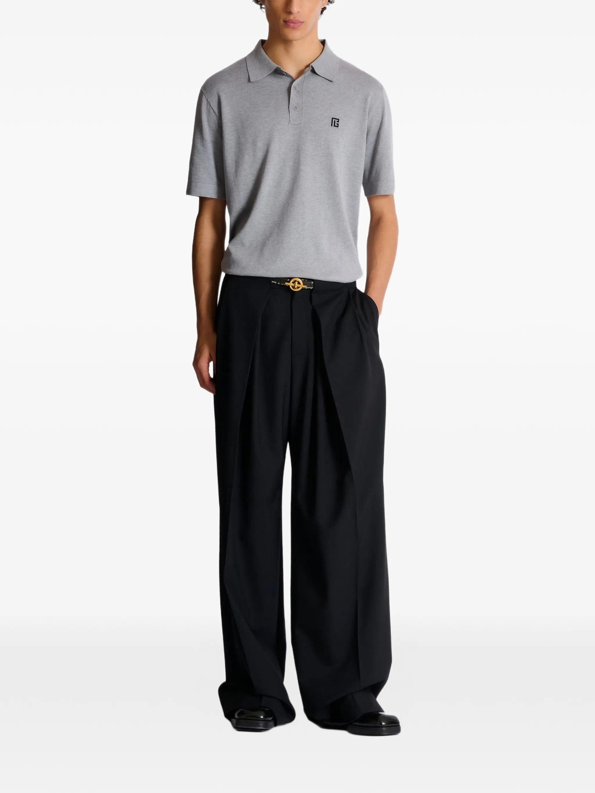 Balmain logo - embroidered cotton polo shirt