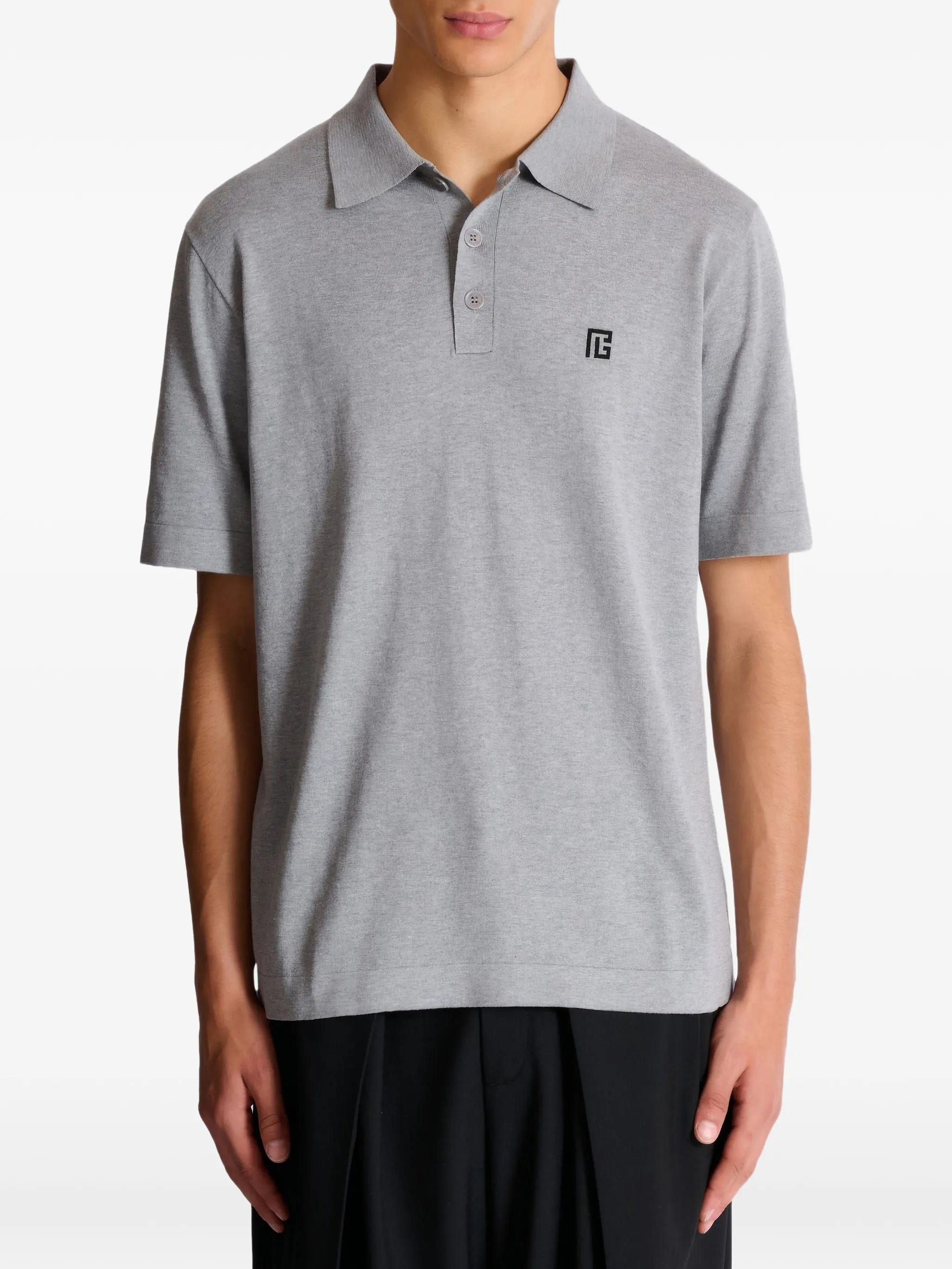 Balmain logo - embroidered cotton polo shirt