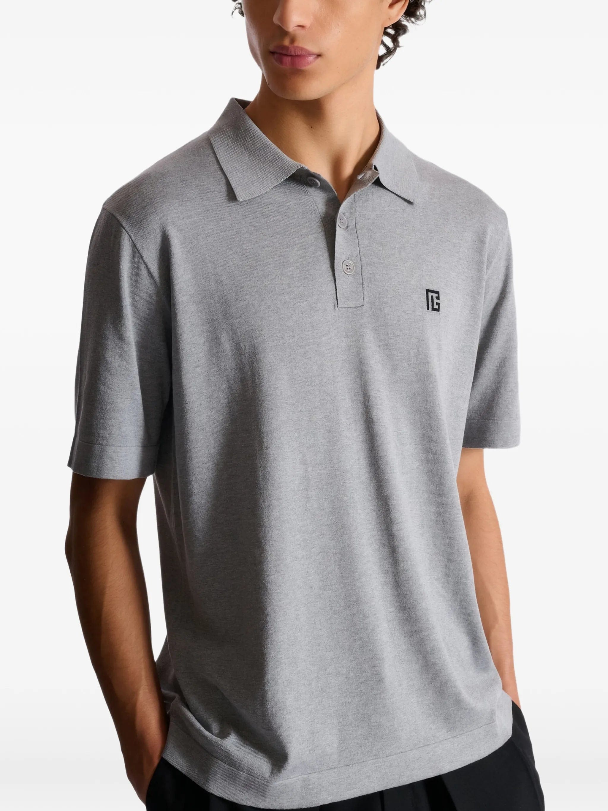 Balmain logo - embroidered cotton polo shirt