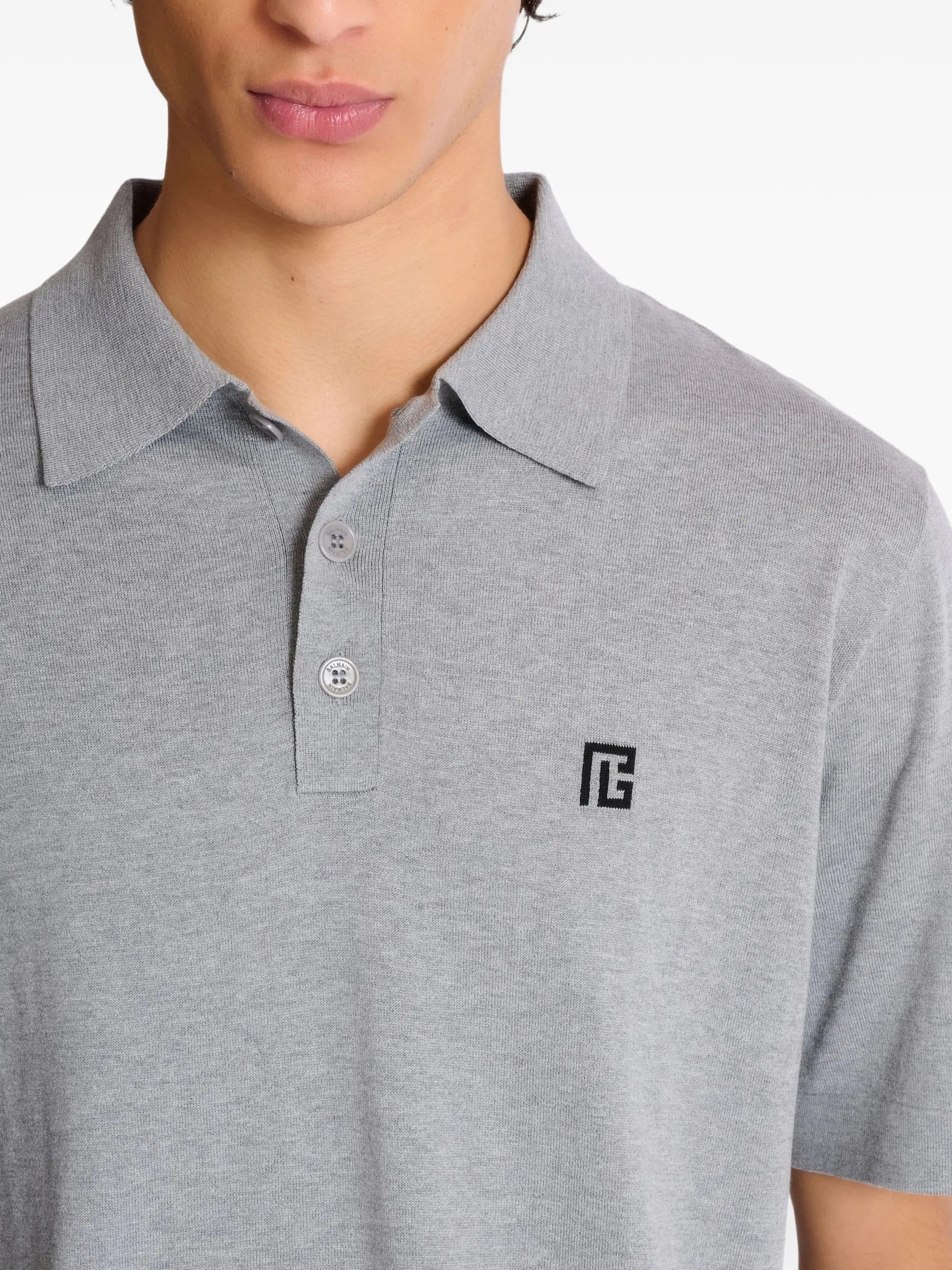 Balmain logo - embroidered cotton polo shirt