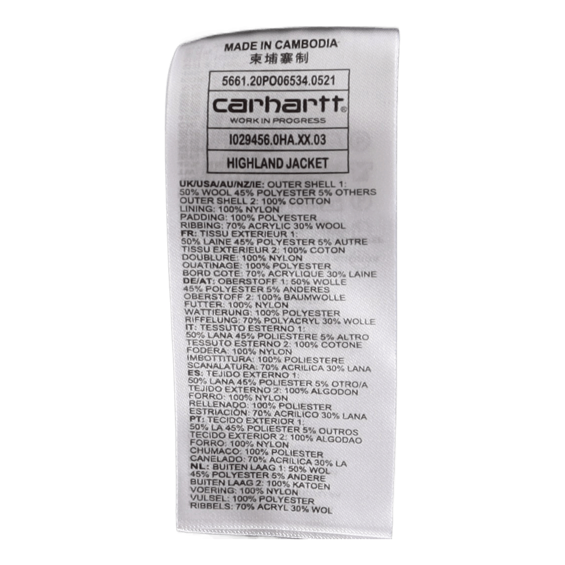 Carhartt WIP Highland Jacket Wool/polyester Hamilton Brown / Highland Chec