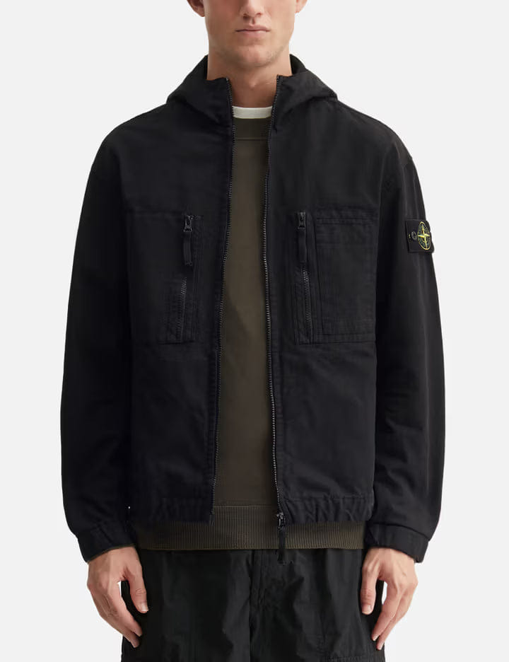 Stone Island Ripstop Zip - Up Hooded Shirt