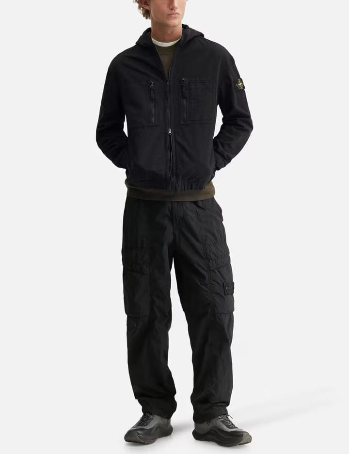 Stone Island Ripstop Zip - Up Hooded Shirt